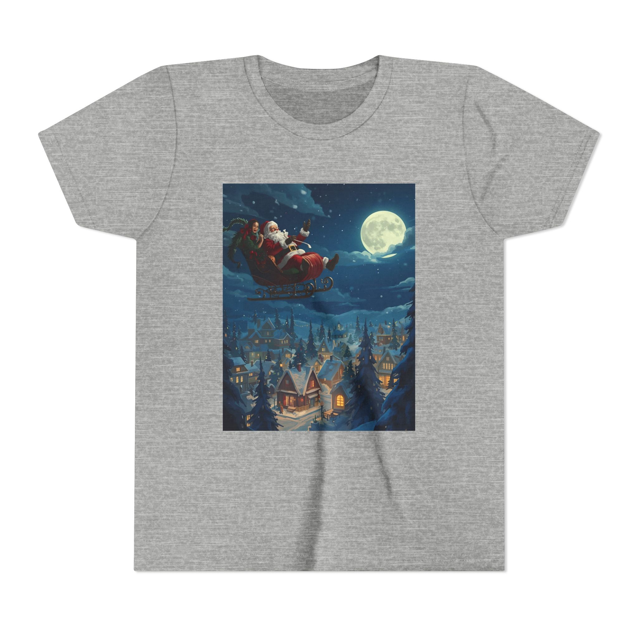 Christmas Santa Sleigh Youth Short Sleeve Tee