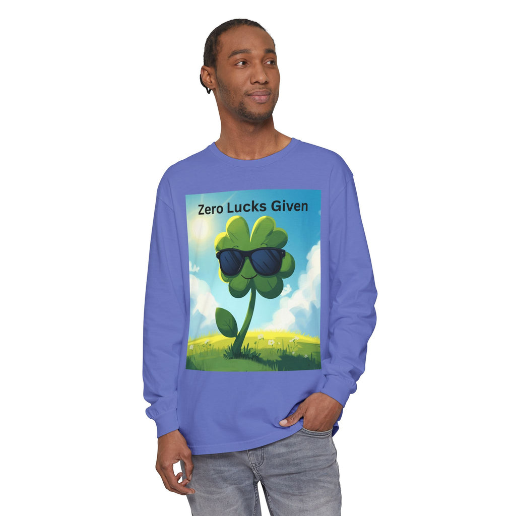 Zero Lucks Given Unisex Garment-dyed Long Sleeve T-Shirt