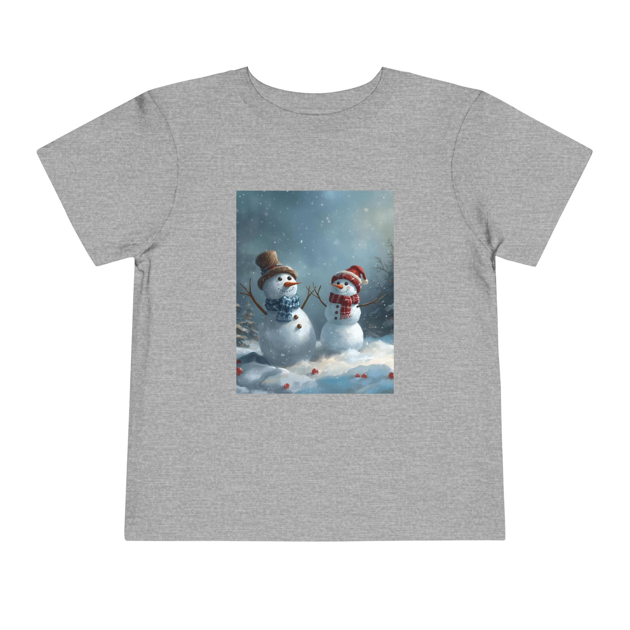 Toddler Christmas Snowman Winter Theme Tee, Cute Snowman Graphic Tee, Kids Short Sleeve Shirt, Holiday Outfit, Christmas Gift