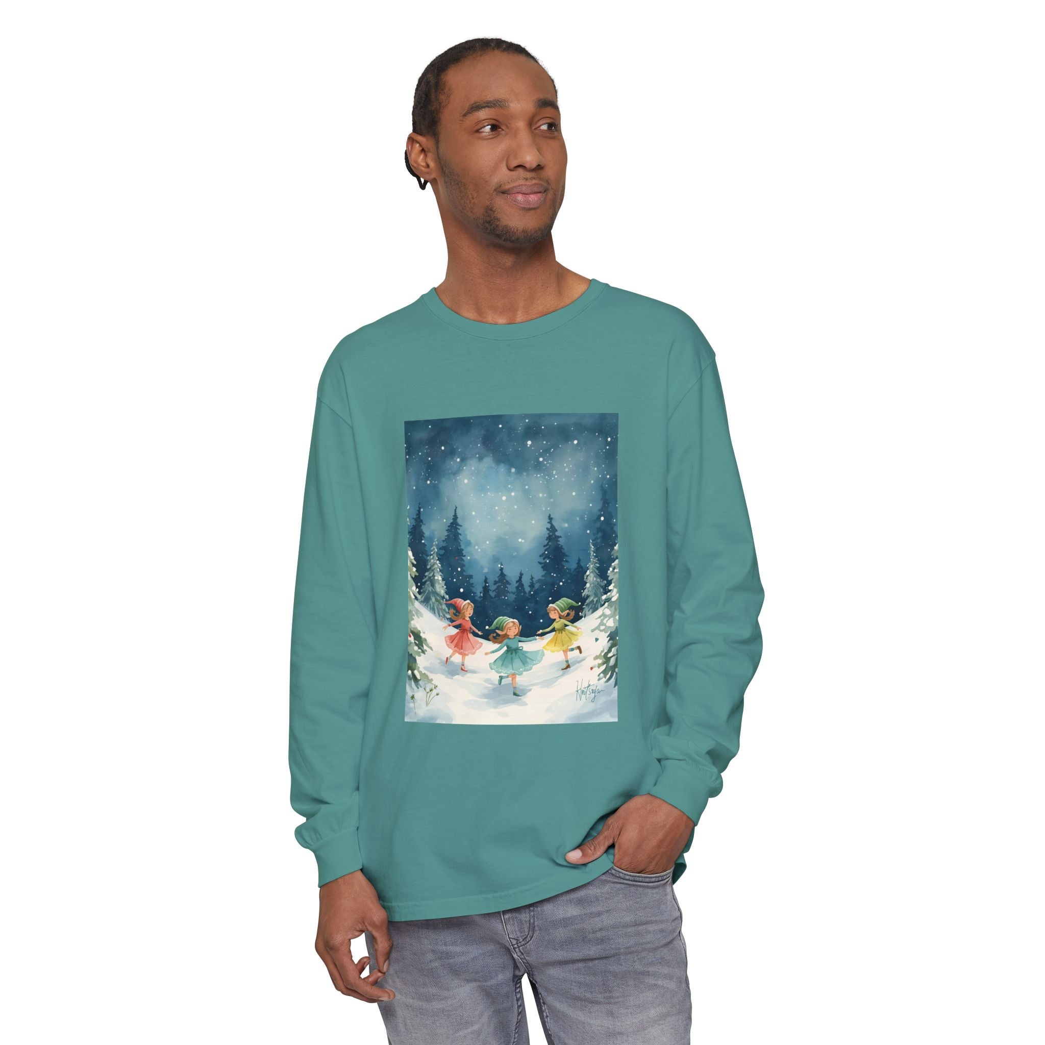 Winter Wonderland Long Sleeve T-Shirt, Cozy Graphic Tee, Perfect for Holidays, Gift for Her, Winter Apparel, Seasonal Fashion