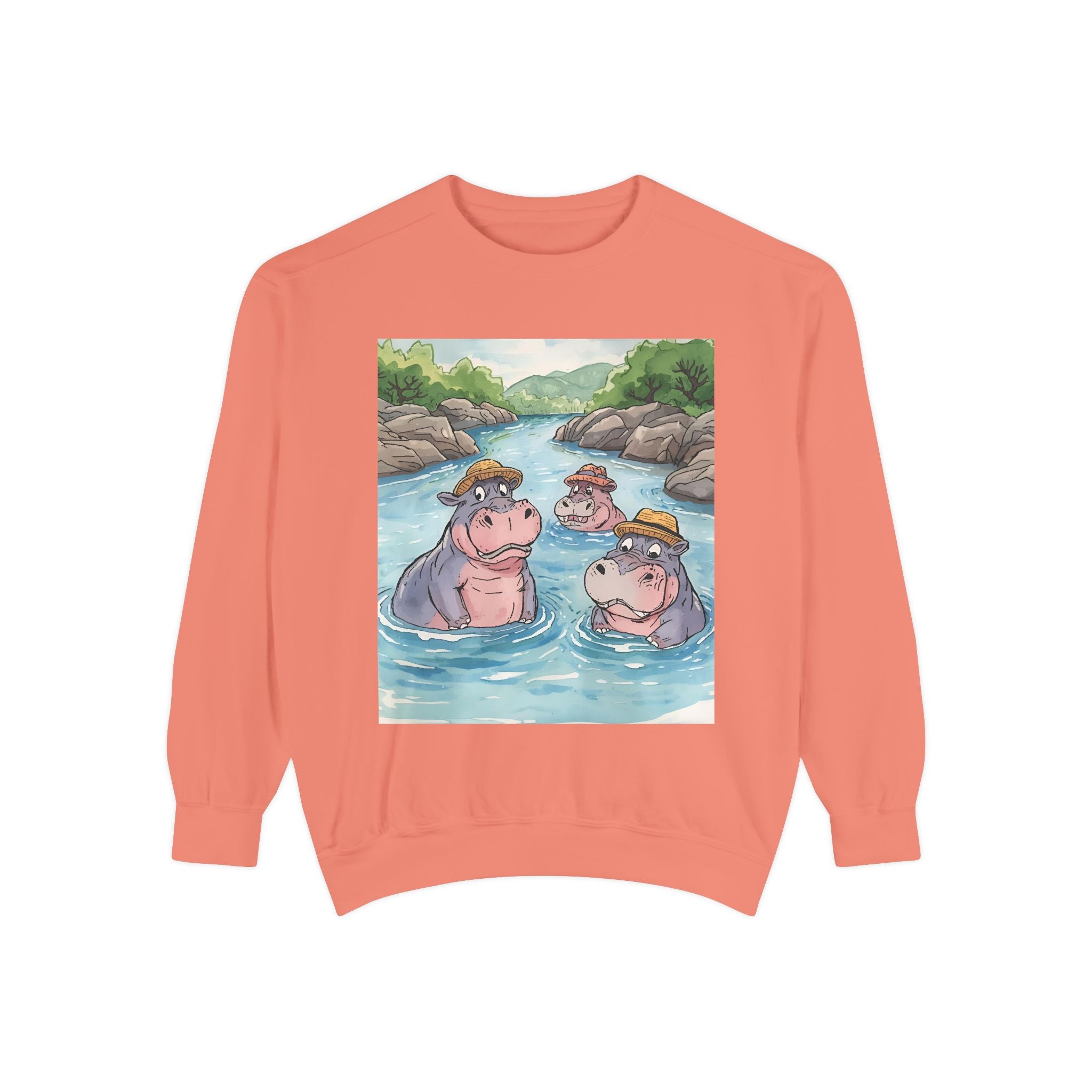 Hippo Cute Unisex Garment-Dyed Sweatshirt
