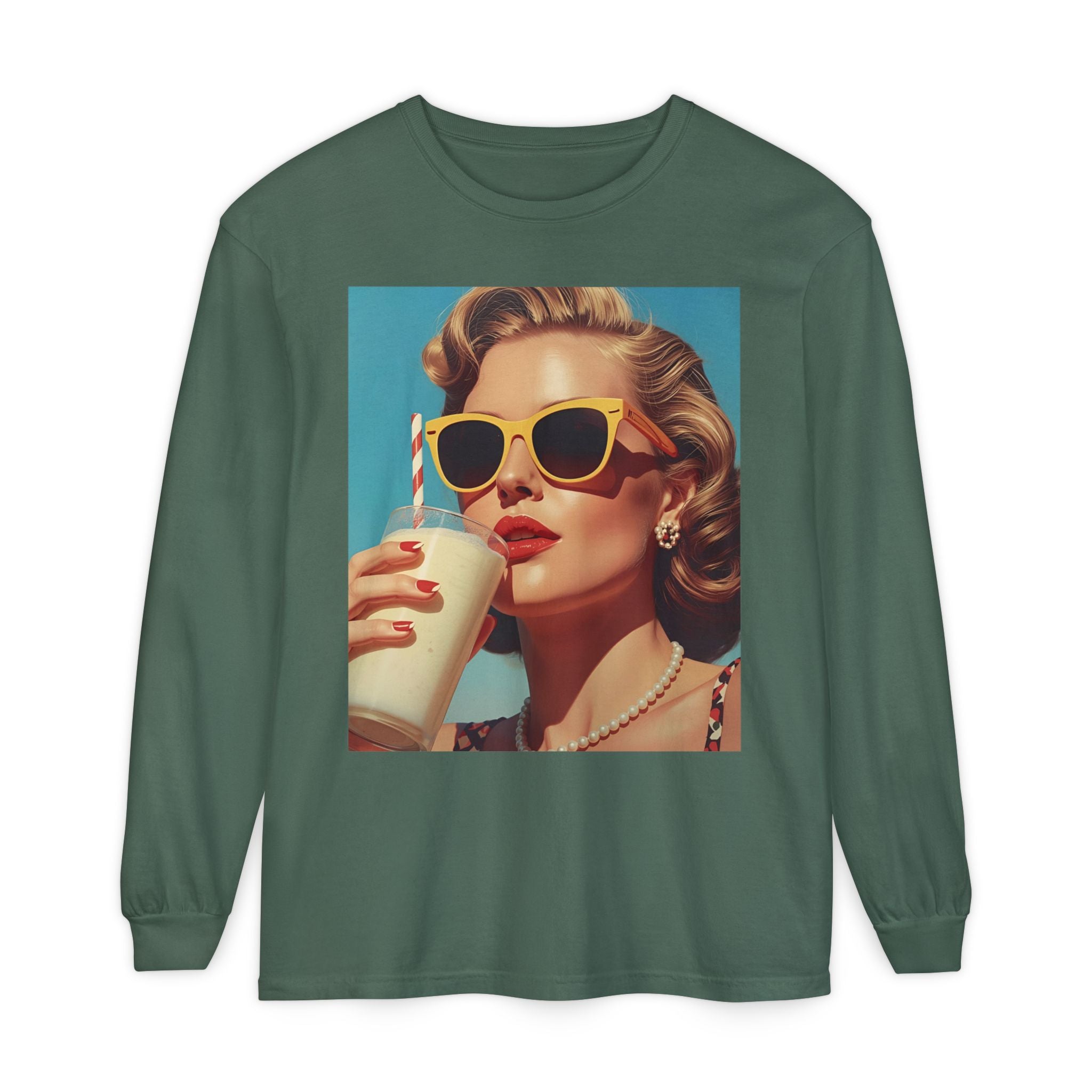 Retro Pop Art Long Sleeve T-Shirt, Vintage Graphic Tee, Fashion Top, Summer Style shirt, Gift for Art Lovers, Casual Wear