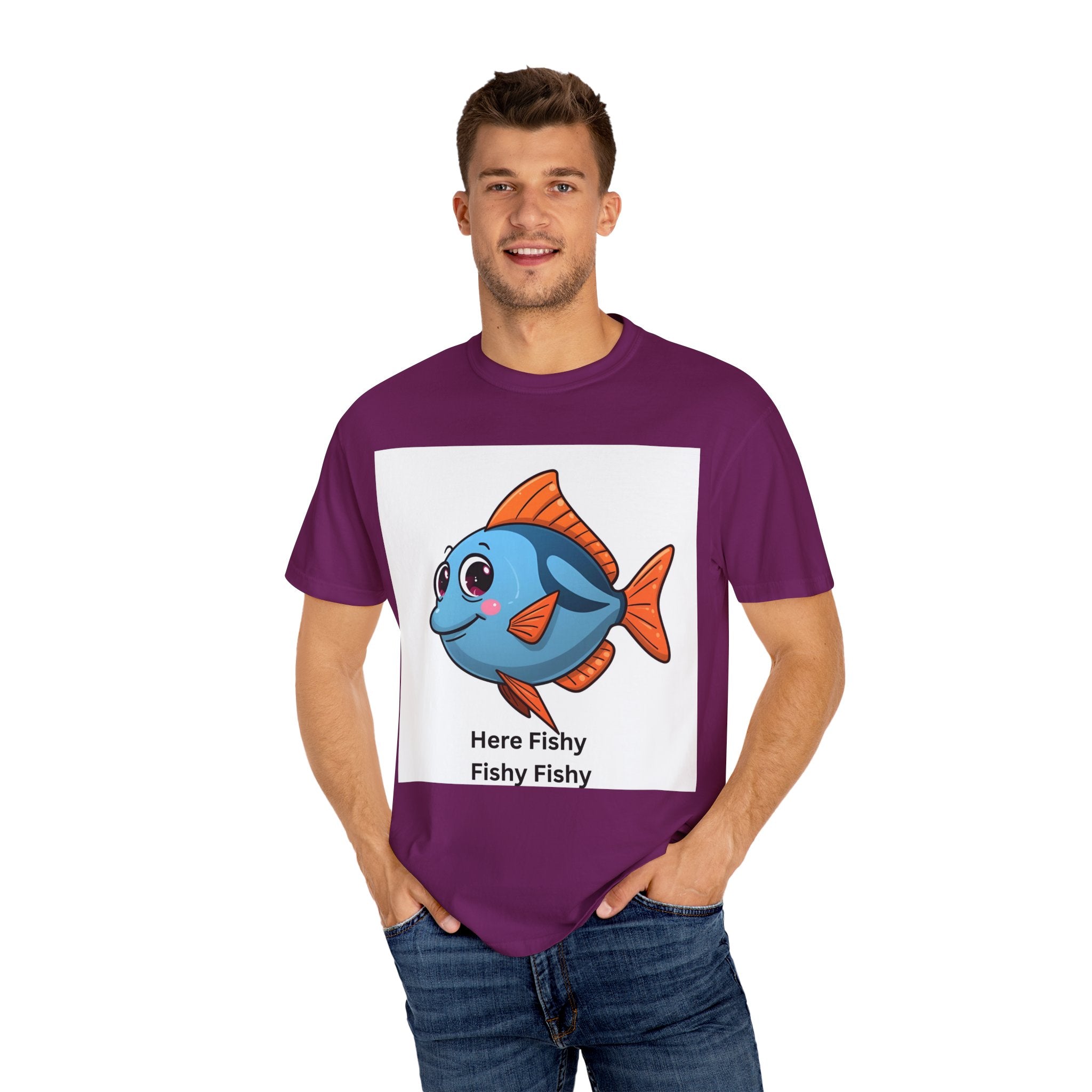 Here Fishy Fishy Fishy Unisex Garment-Dyed T-shirt