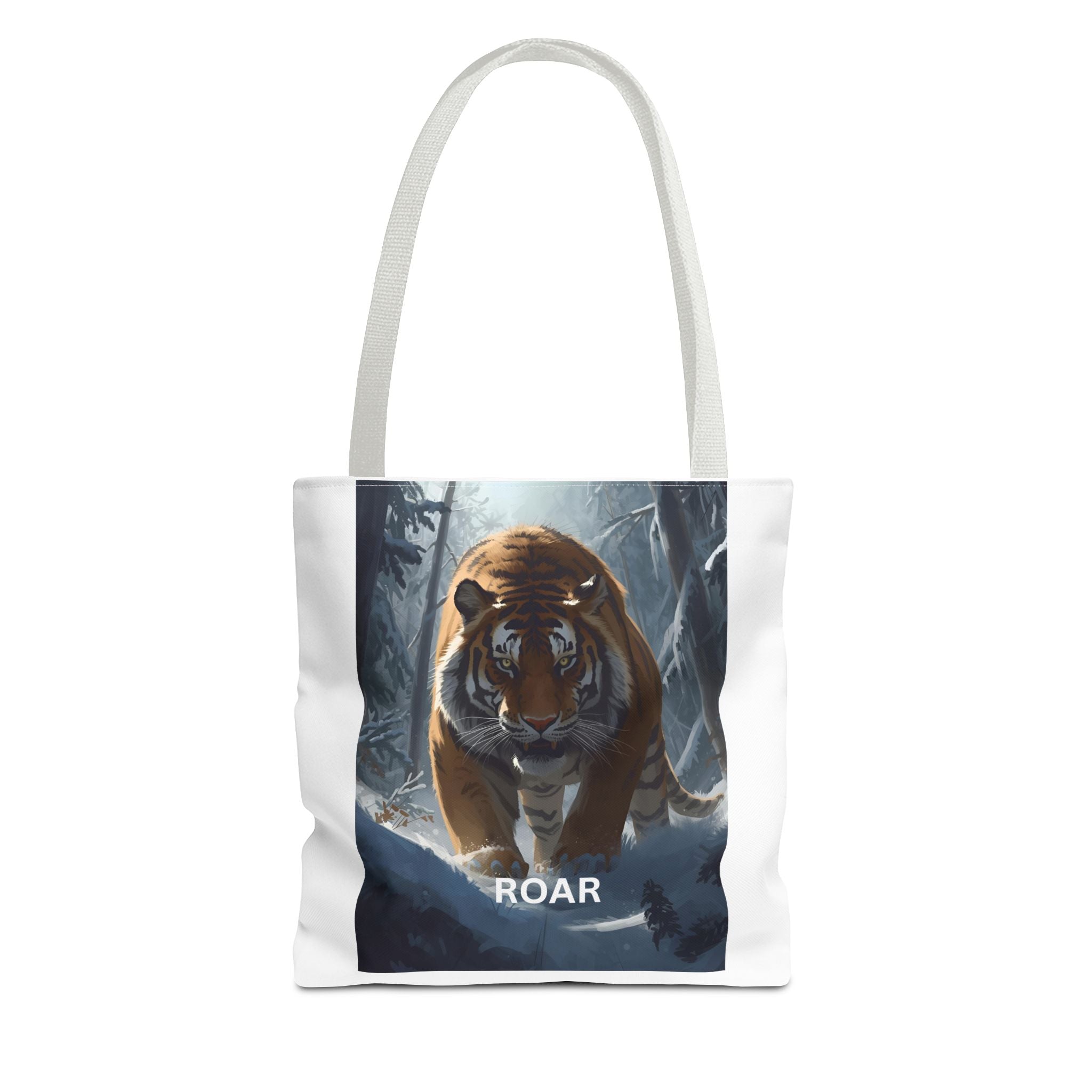 Majestic Tiger Snow Roar Tote Bag | Roar Wildlife Bag, Eco Friendly Tote, Animal Lover Gift, Stylish Shopping Bag, Nature-Theme Accessories