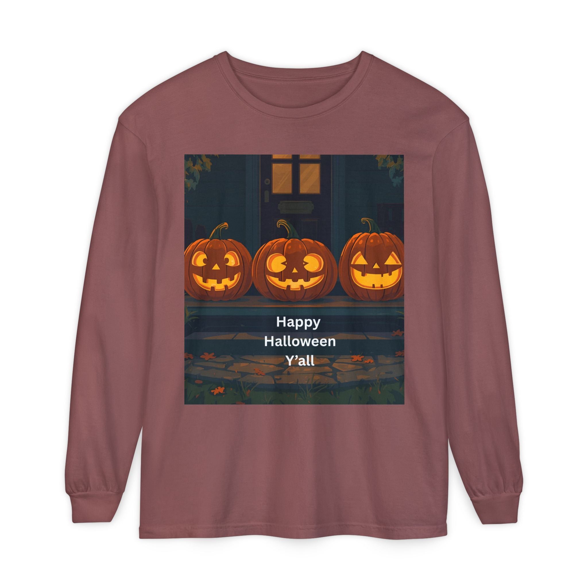 Halloween Pumpkin Long Sleeve T-Shirt, Fall Apparel, Comfortable Shirt, Unisex Halloween Tee, Seasonal Gift, Spooky Vibes
