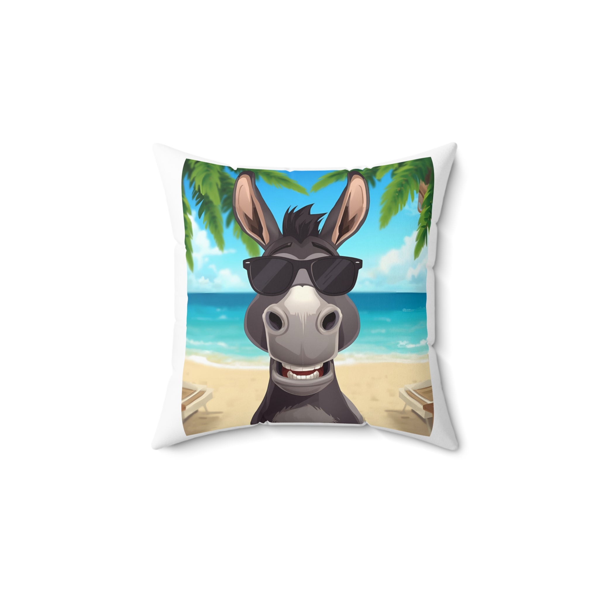 Beach Vibe Donkey Pillow | Fun Home Decor, Tropical Gift, Animal Cushion, Summer Living Room Accent