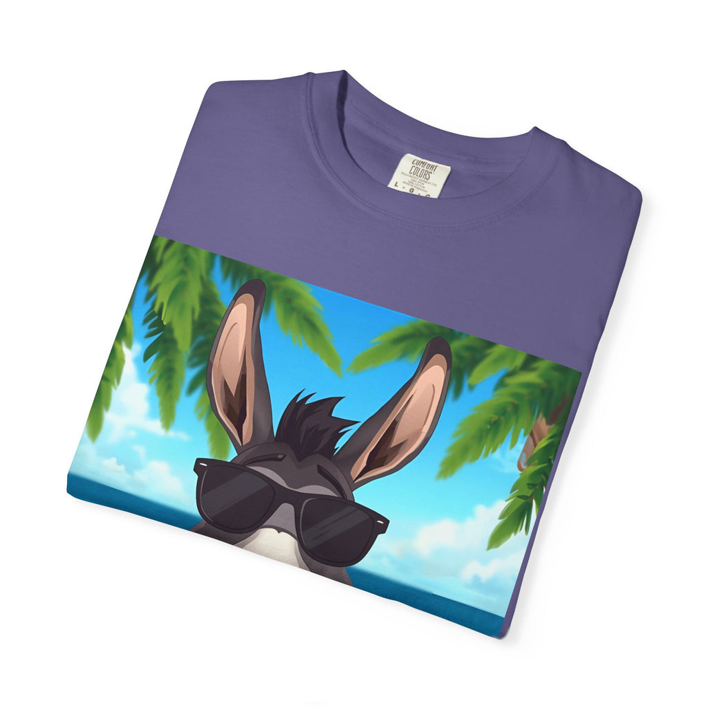 Chill Donkey Sunset T-Shirt, Unisex Summer Tee, Casual Beachwear, Gift for Animal Lovers, Fun Vacation Shirt