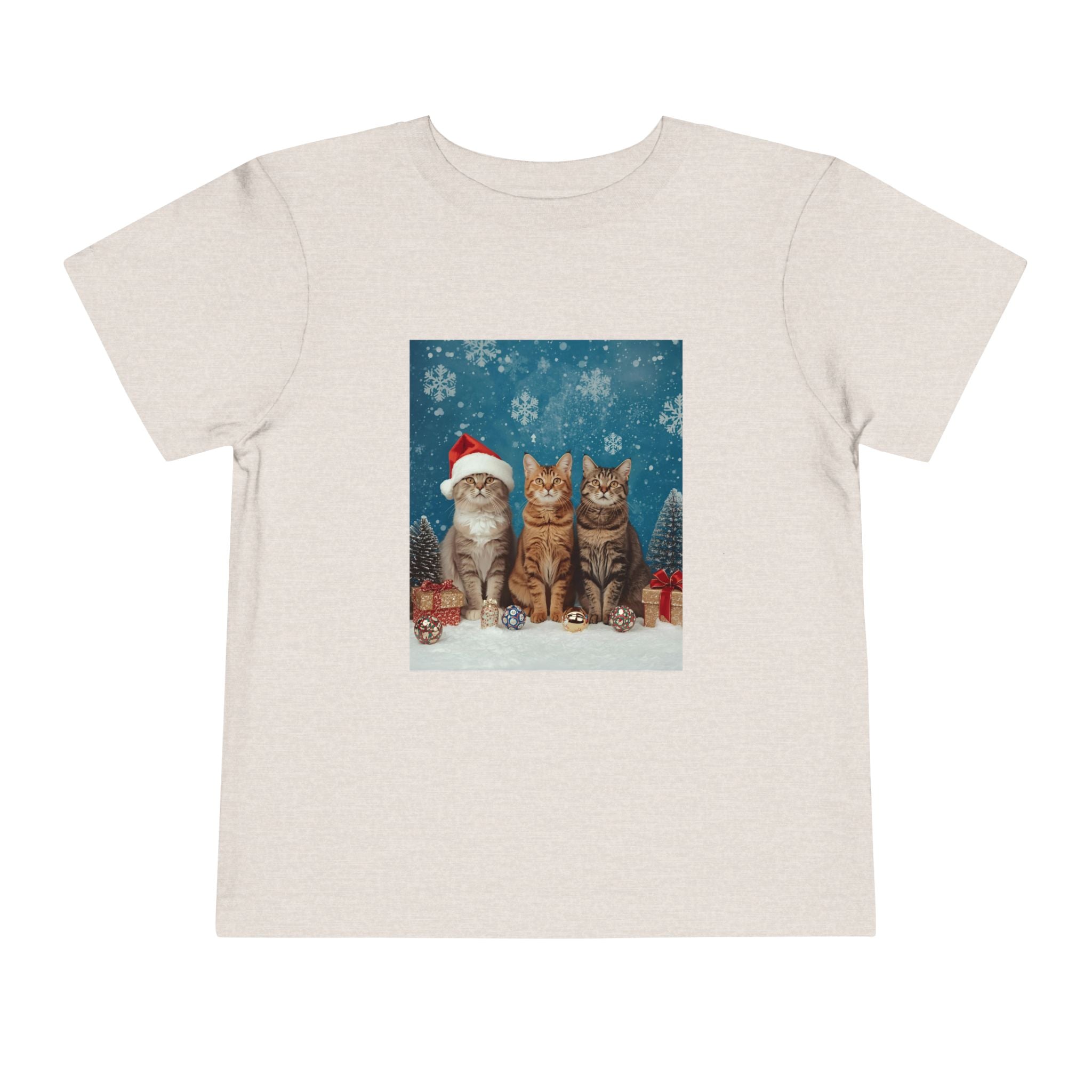 Cute Cat Festive Christmas Toddler Short Sleeve Tee
