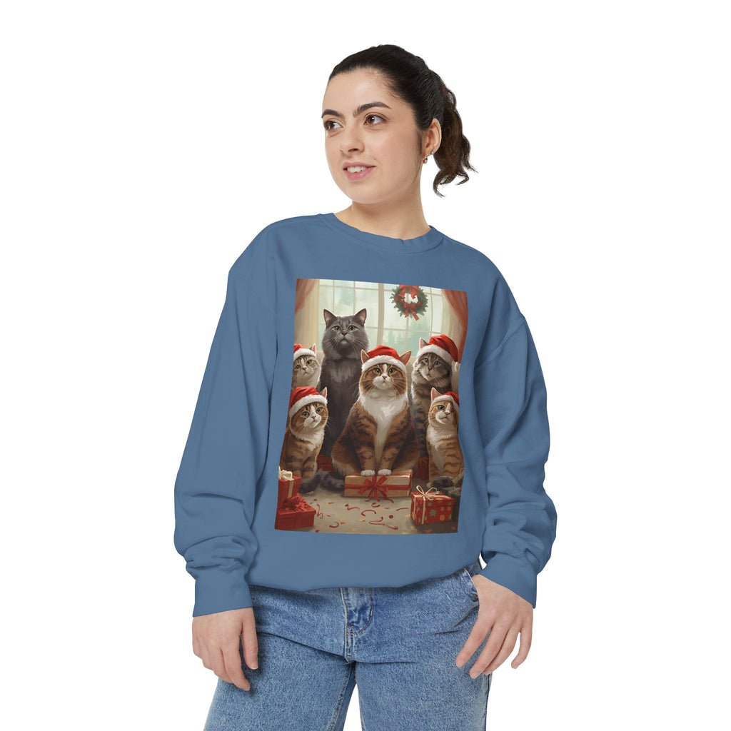 Cozy Holiday Cat Sweatshirt, Festive Sweatshirt for Cat Lovers, Christmas Gift for Pet Owners, Cute Cat Apparel, Winter Wardrobe Essential