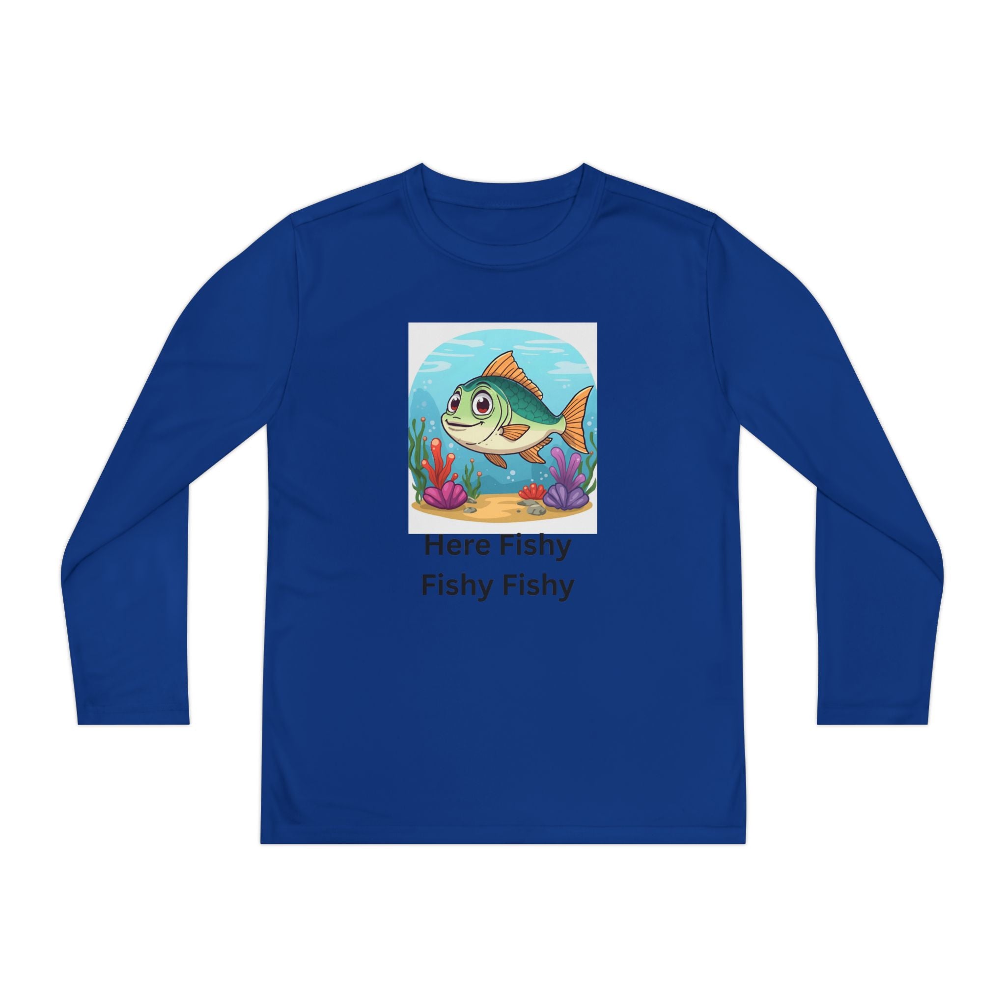 Here Fishy Fishy Fishy Youth Long Sleeve Competitor Tee