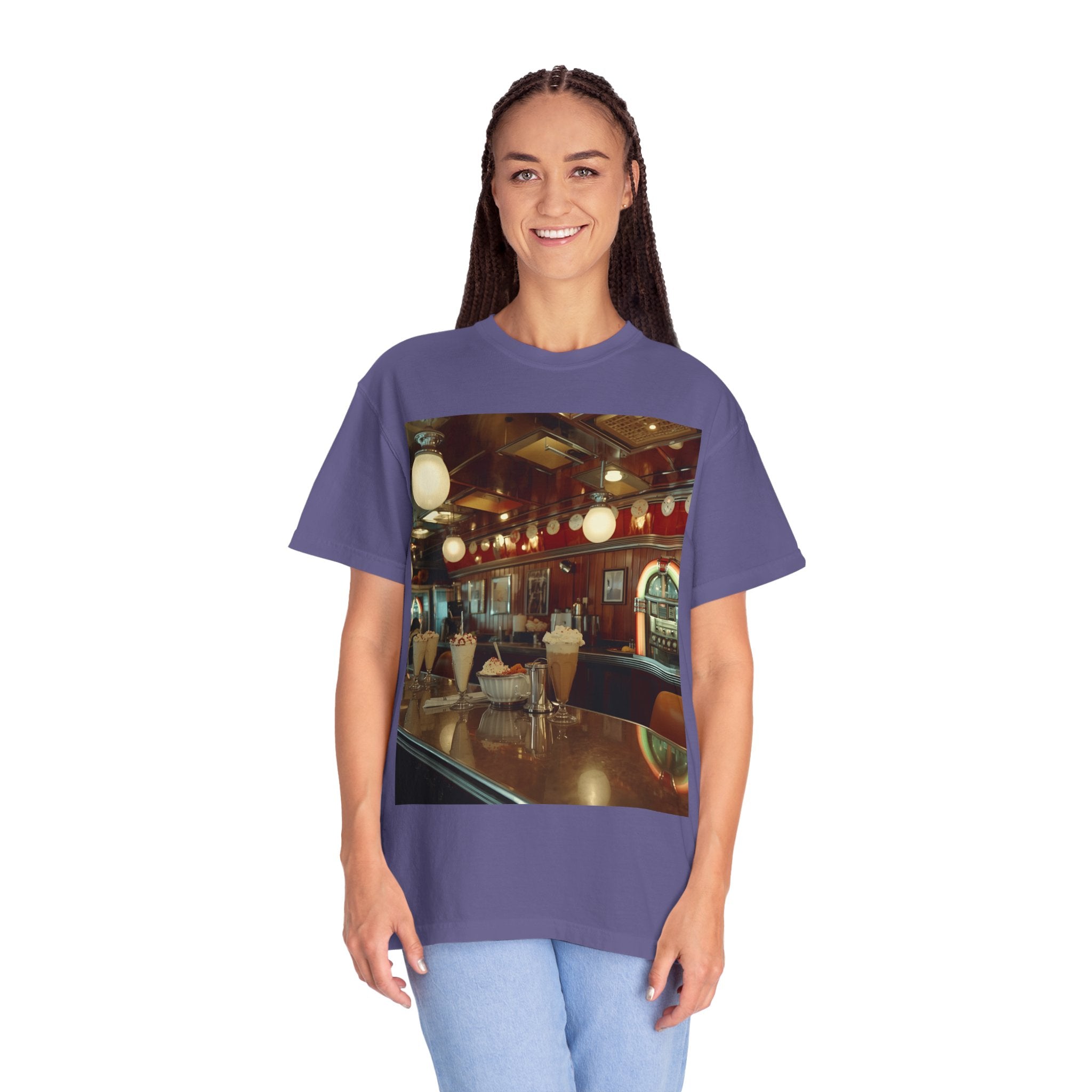 Cozy Cafe Vibe T-Shirt | Unisex Garment-Dyed Tee for Casual Outings, Vintage Style, Ice Cream Lovers, Retro Aesthetic, Everyday Wear