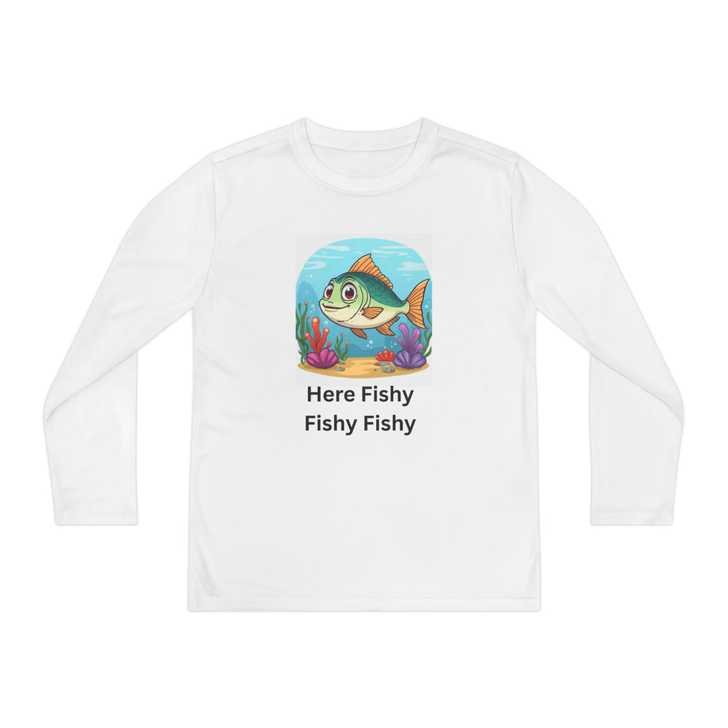 Here Fishy Fishy Fishy Youth Long Sleeve Competitor Tee