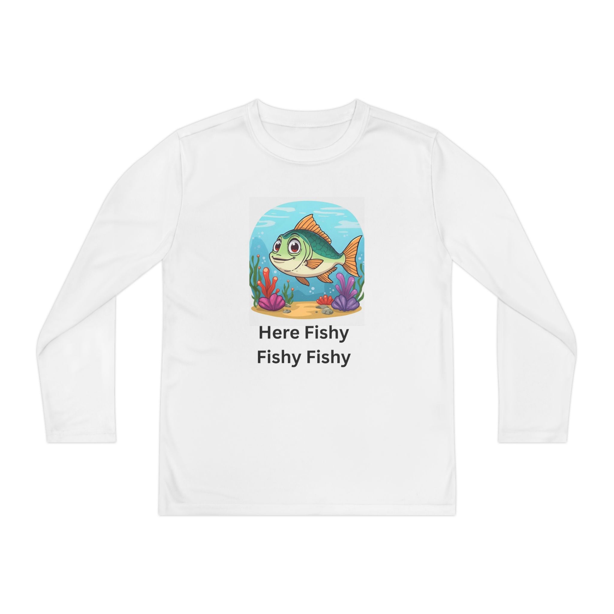 Here Fishy Fishy Fishy Youth Long Sleeve Competitor Tee