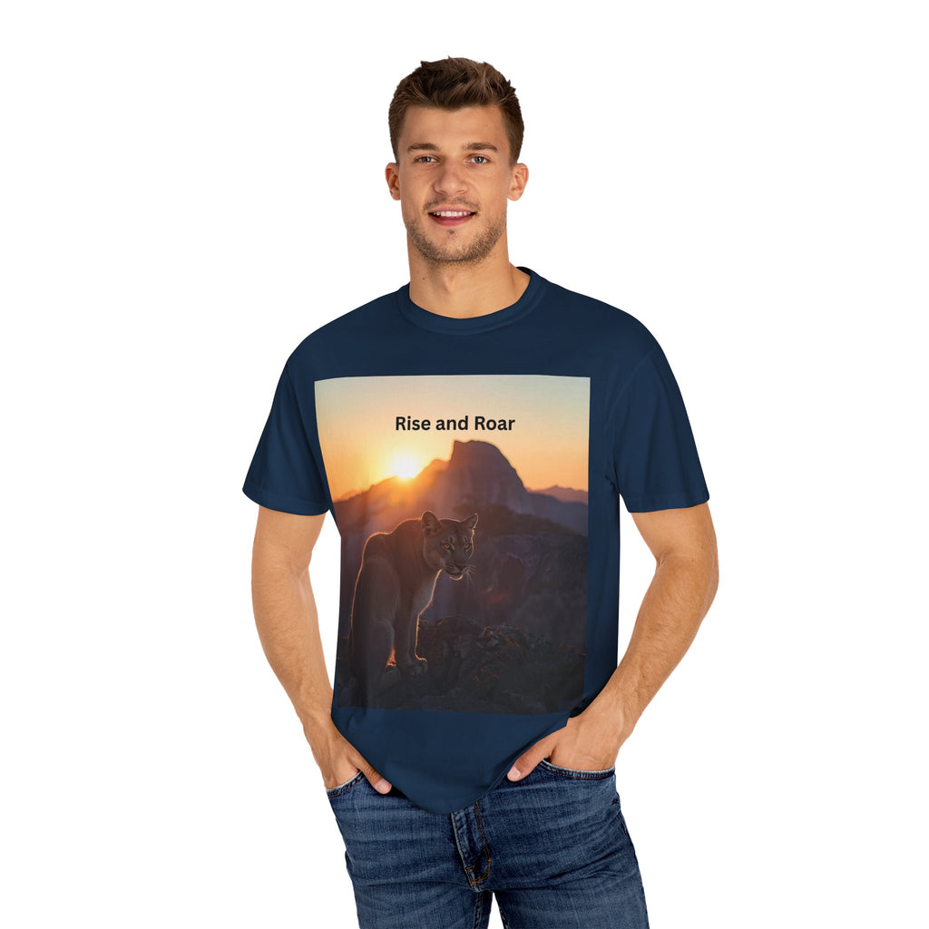 Unisex Nature-Inspired T-Shirt | "Rise and Roar" Graphic Tee, Outdoor Apparel, Gift for Adventurers, Wilderness Lovers, Motivational Shirt