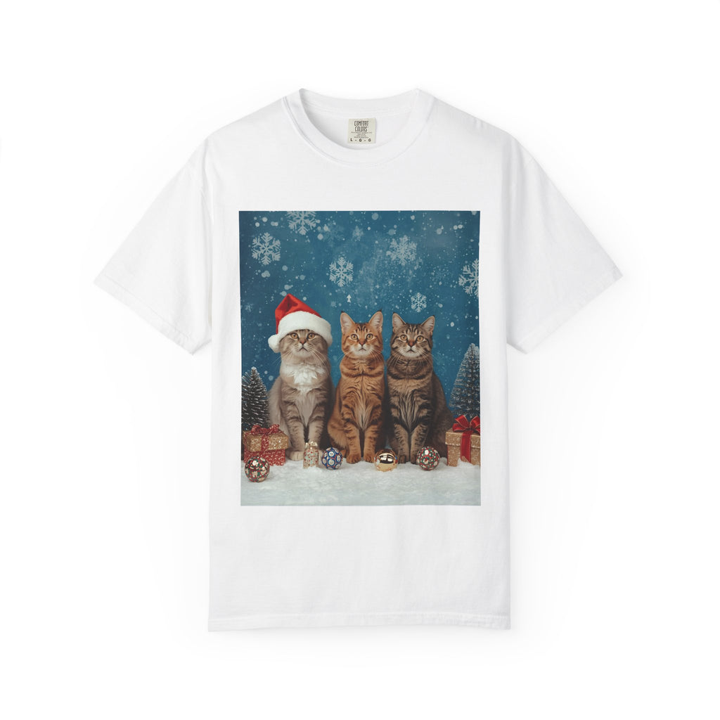 Cute Christmas Festive Cat T-Shirt, Holiday Cat Tee, Christmas Gift, Unisex T-Shirt, Pet Lover Apparel, Cute Animal Shirt, Winter Style