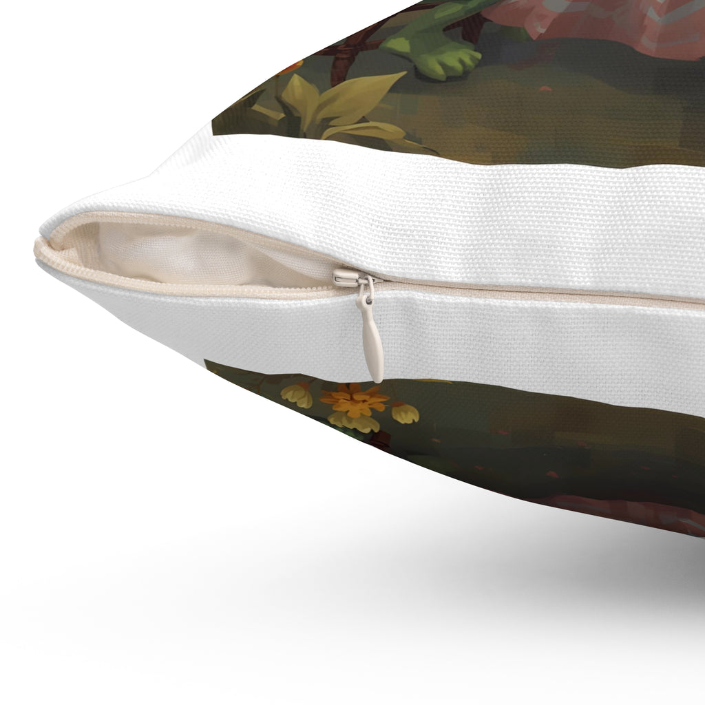 Whimsical Turtle Tea Party Pillow, Decorative Cushion, Unique Home Decor, Gift for Animal Lovers, Playful Living Room Accent