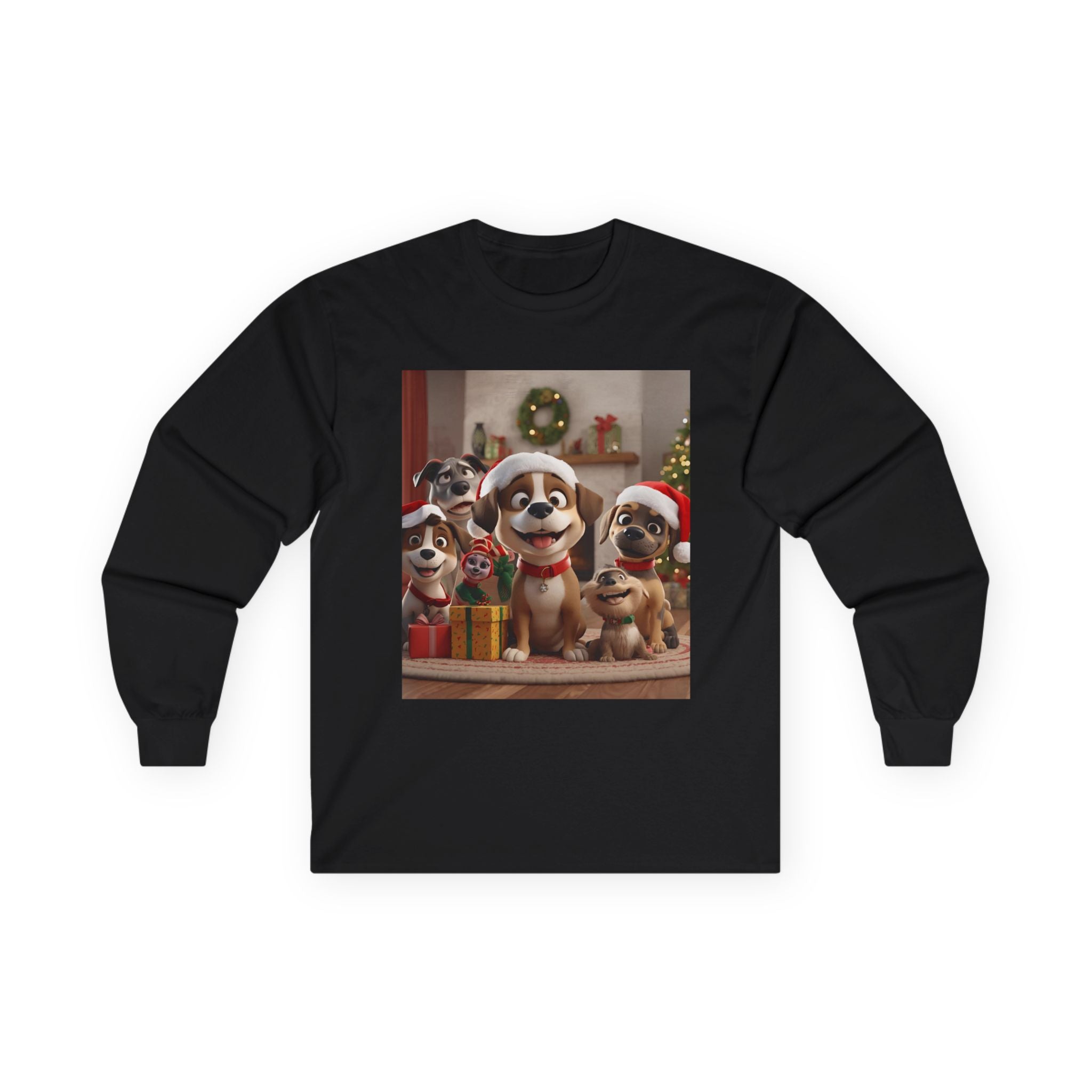 Cute Dog Christmas Long Sleeve Tee, Holiday Gift for Dog Lovers, Cozy Pet Apparel, Winter Wear, Fun Xmas T-shirt