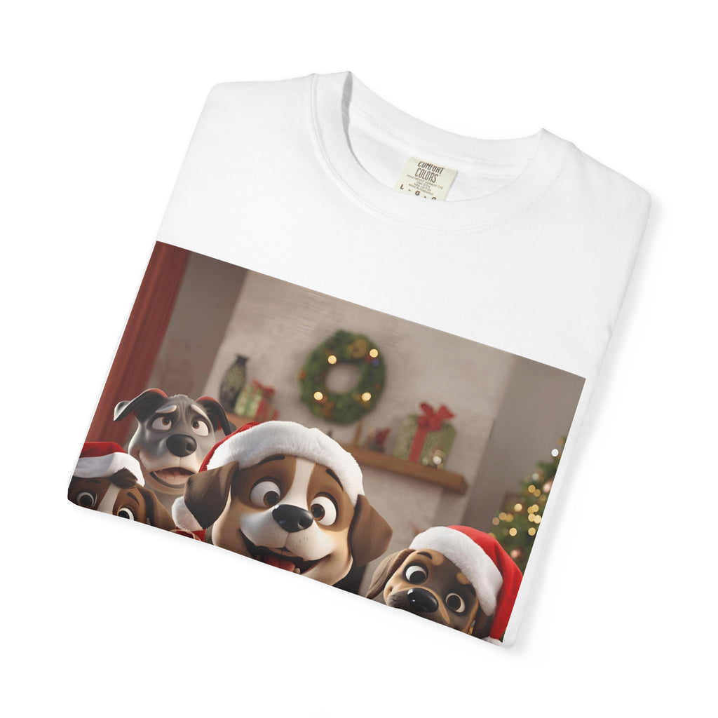Cute Christmas Festive Dog Lovers T-Shirt | Unisex Garment-Dyed Tee for Dog Enthusiasts | Holiday Gift, Christmas Apparel, Pet Lover Shirt