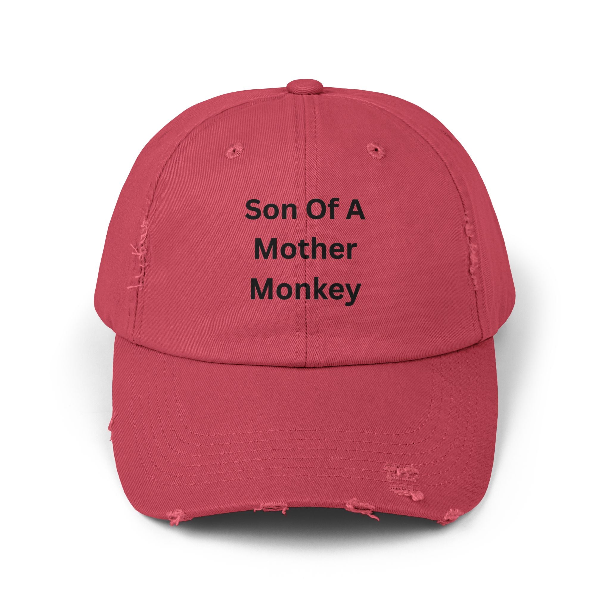 Unisex Distressed Cap featuring 'Son Of A Mother Monkey', Funny Gift, Casual Style, Birthday Hat, Everyday Wear, Unique Statement Cap