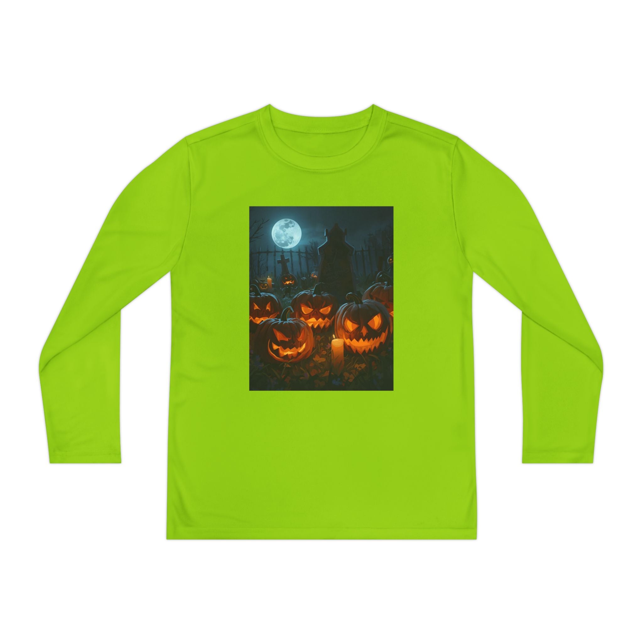 Spooky Halloween Pumpkin Youth Long Sleeve Competitor Tee