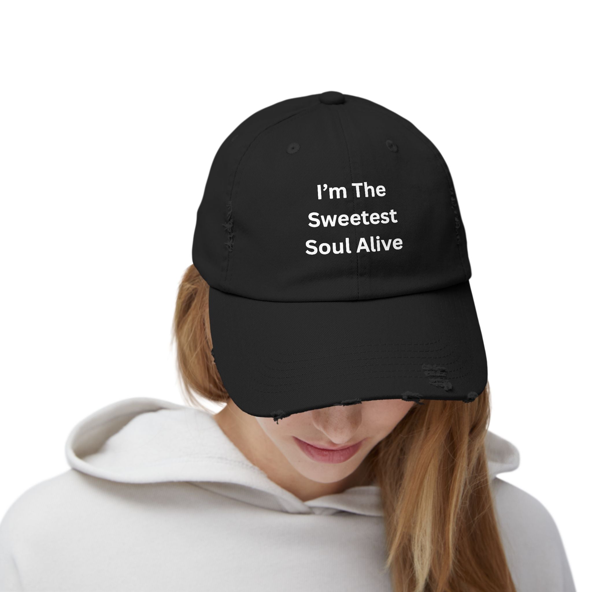 I'm The Sweetest Soul Alive Unisex Distressed Cap - Fun & Casual Hat, Perfect Gift for Friends, Summer Days, Trendy Accessory, Everyday Wear