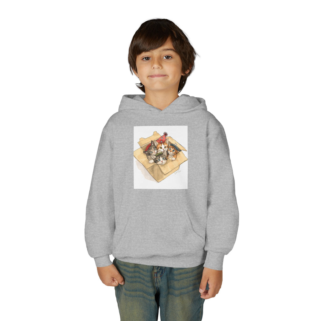 Cute Kittens In Box Youth Heavy Blend Hooded Sweatshirt