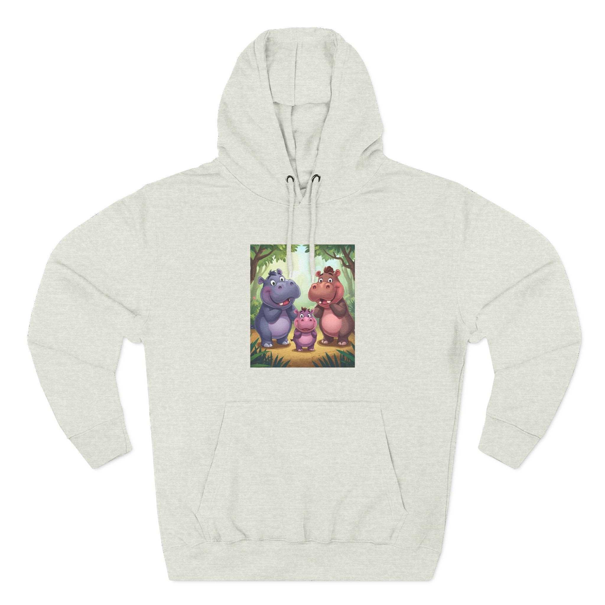 Hippo Cute Three-Panel Fleece Hoodie