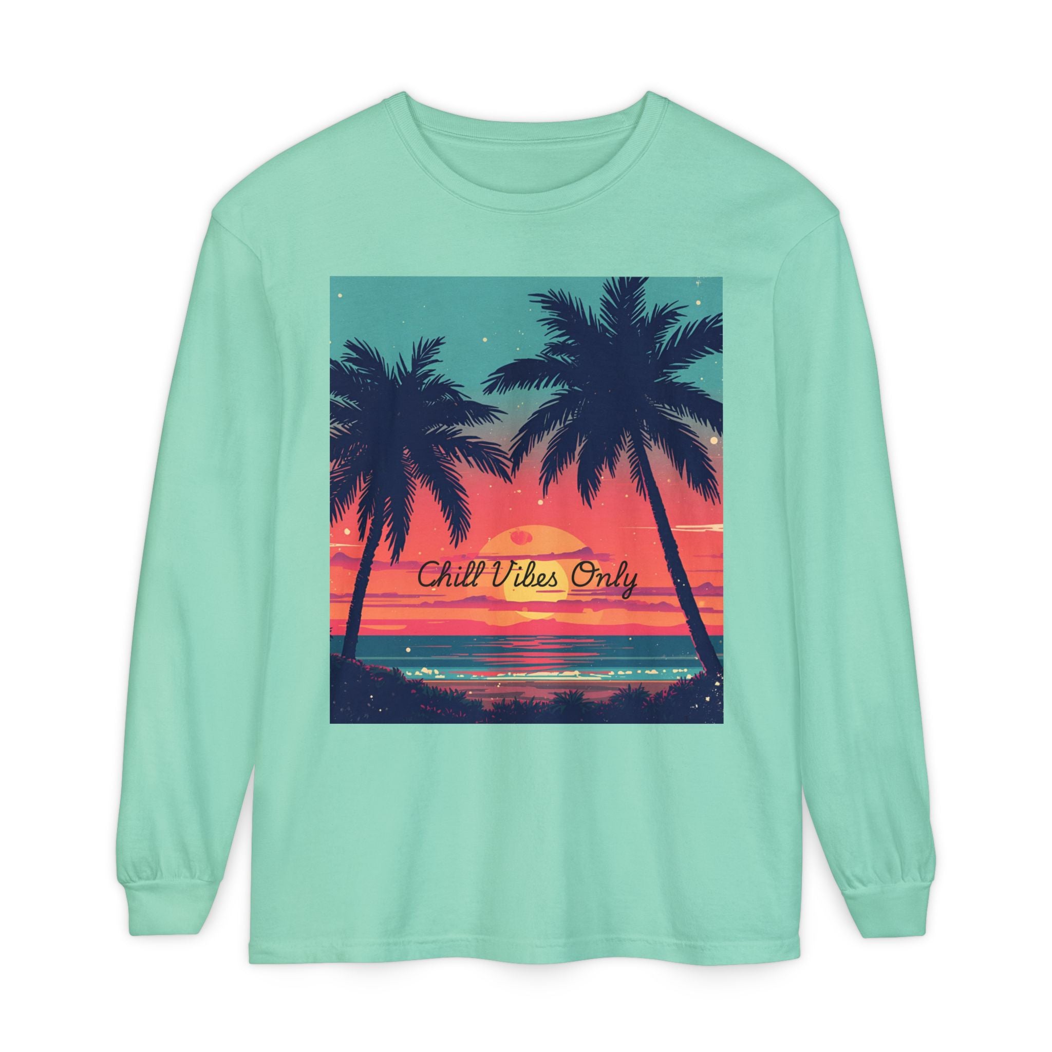 Tropical Sunset Unisex Garment-dyed Long Sleeve T-Shirt
