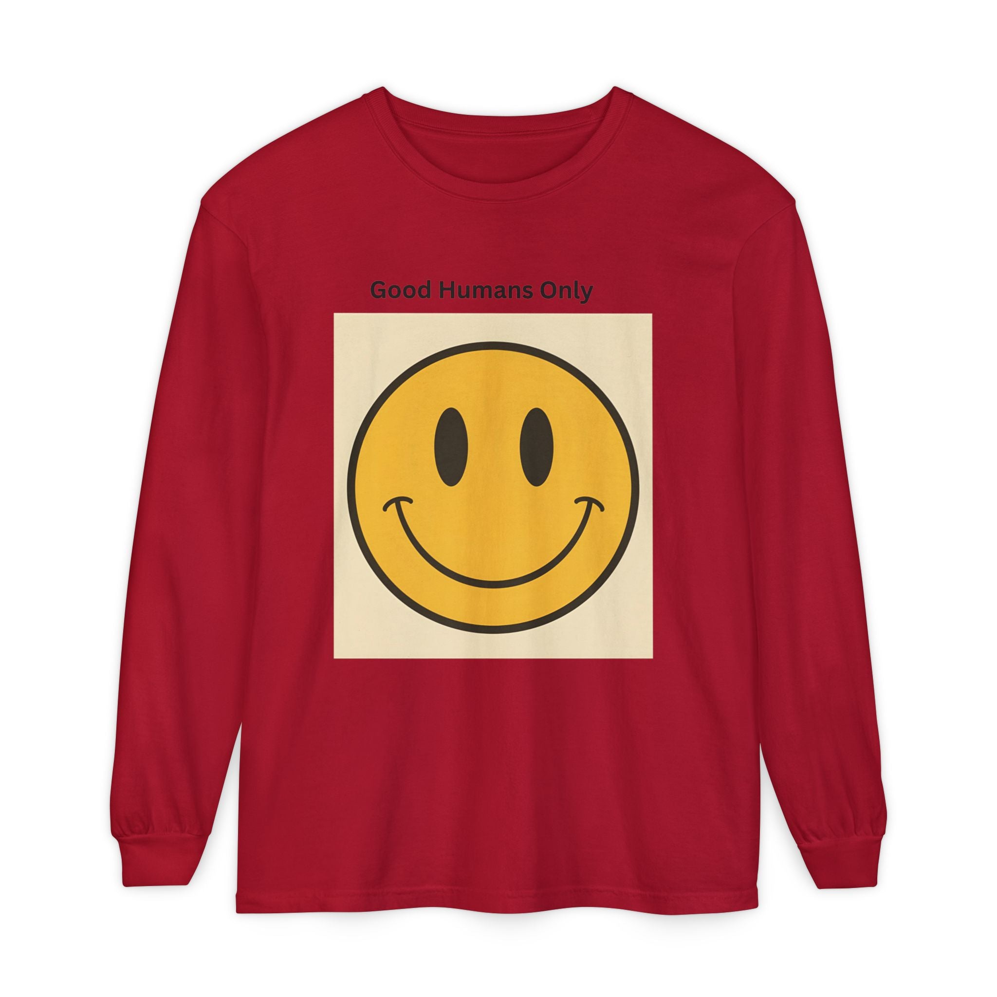 Smiley Face Unisex Garment-dyed Long Sleeve T-Shirt