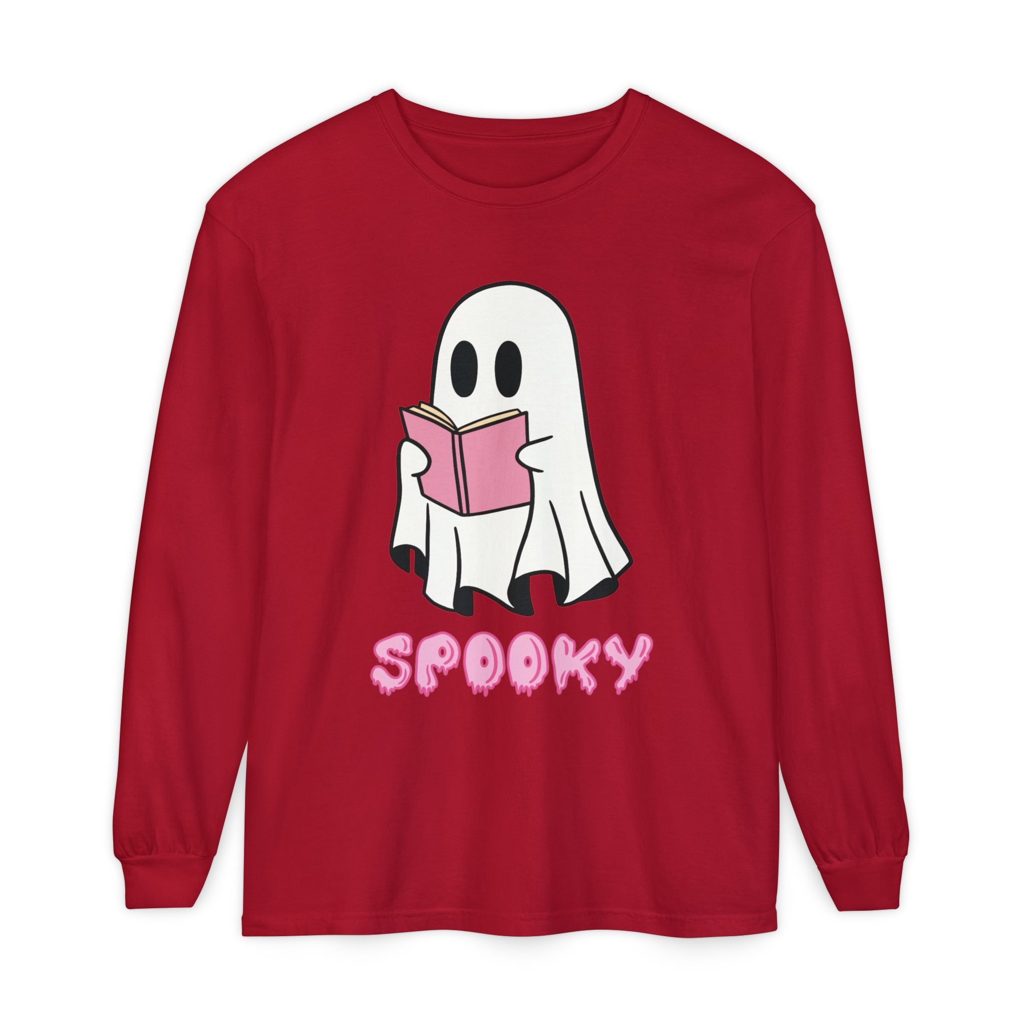 Spooky Ghost Long Sleeve T-Shirt, Halloween Shirt, Unisex Tee, Cozy Casual Apparel, Ghost Reading Book Design, Perfect for Fall [...]