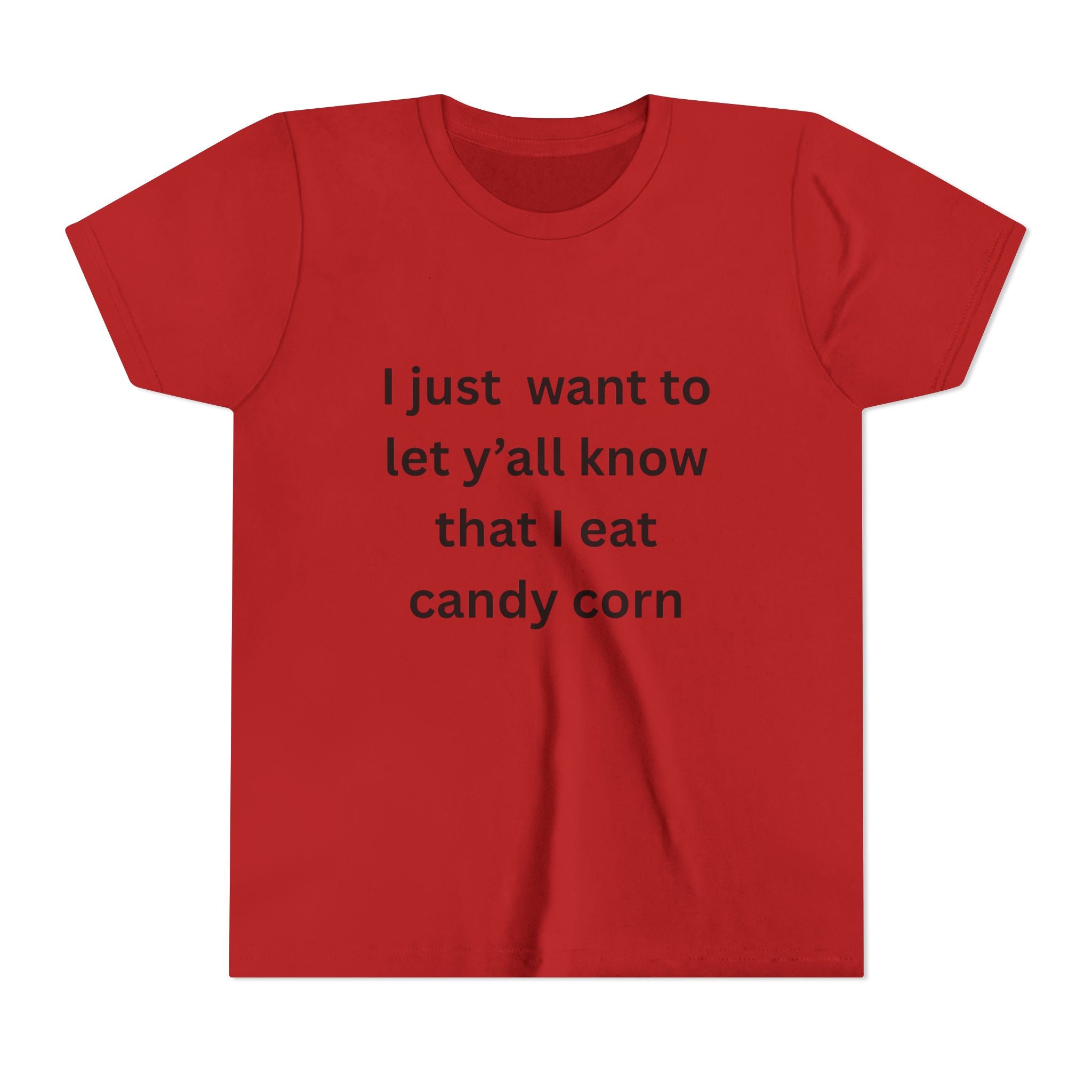 I Eat Candy Corn Youth Candy Corn Tee, Fun Halloween Shirt, Cute Short Sleeve Tee, Youth Graphic Top, Fall Celebration Apparel, Trick or Treat Shirt
