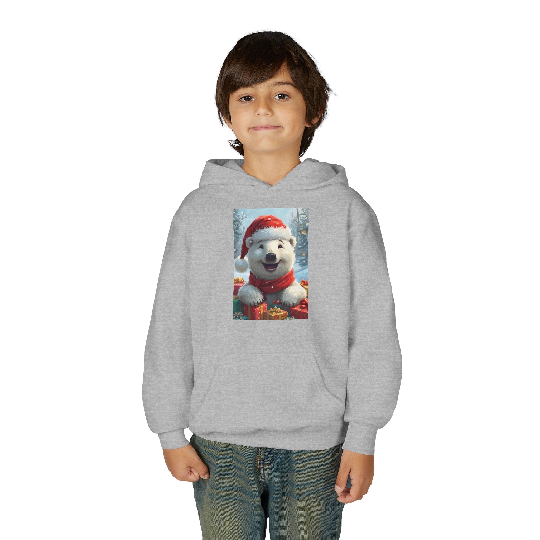 Christmas Bear Youth Heavy Blend Hooded Sweatshirt