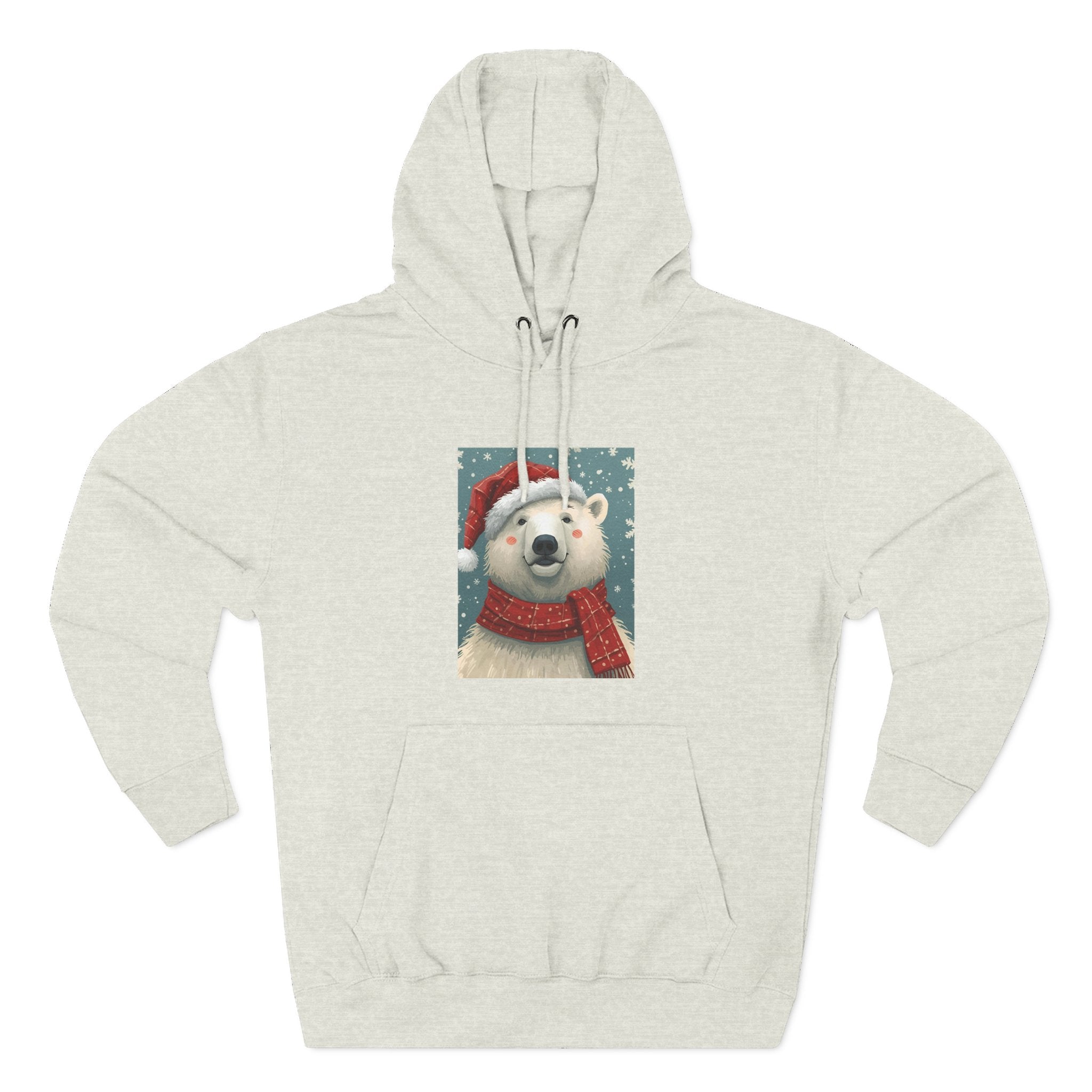 Cozy Polar Bear Holiday Hoodie, Winter Fleece Sweatshirt, Christmas Gift, Cute Animal Hoodie, Festive Apparel, Seasonal Wear