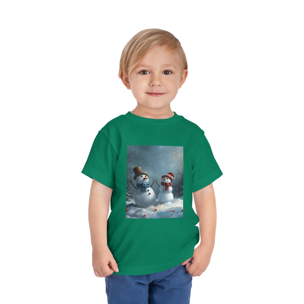 Toddler Christmas Snowman Winter Theme Tee, Cute Snowman Graphic Tee, Kids Short Sleeve Shirt, Holiday Outfit, Christmas Gift