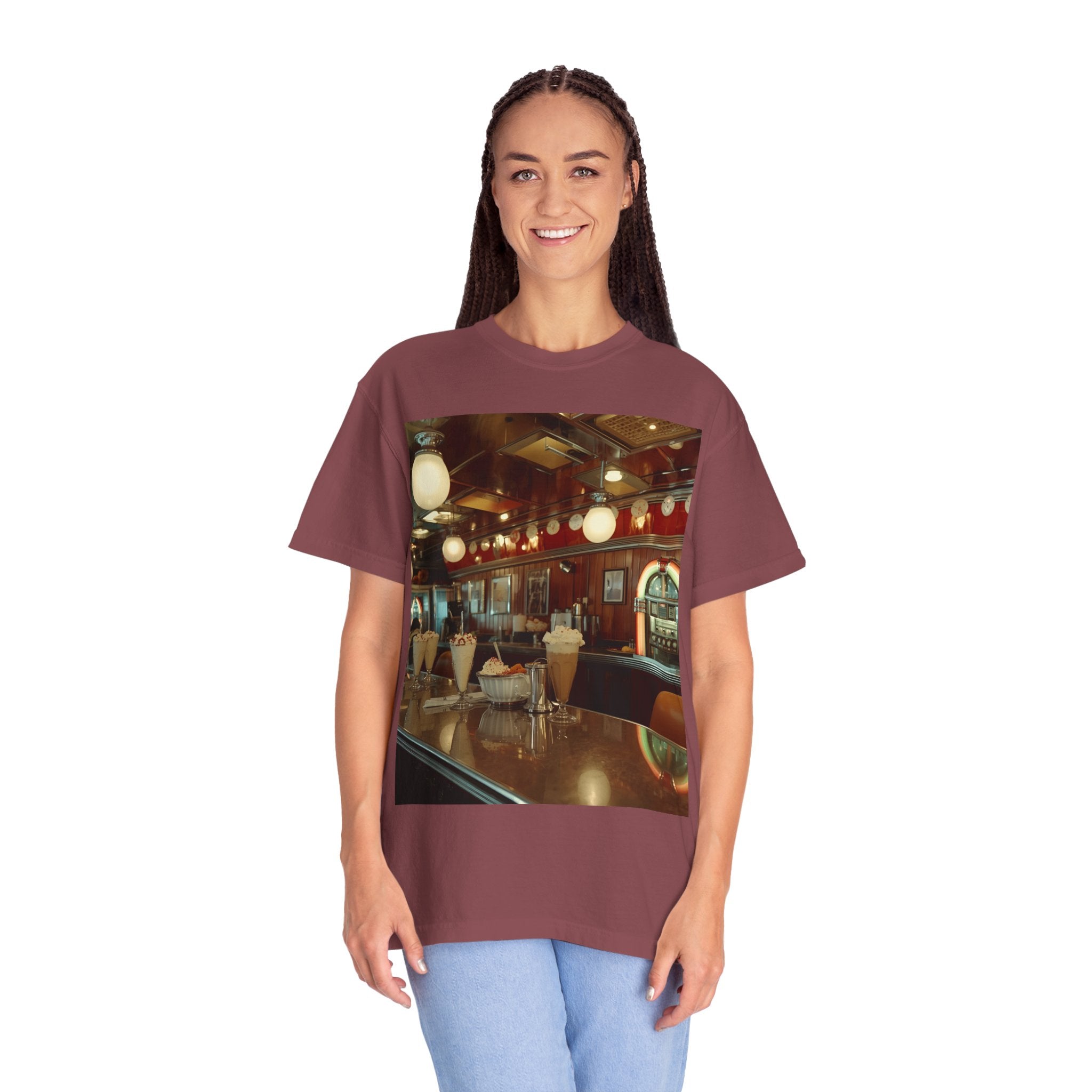 Cozy Cafe Vibe T-Shirt | Unisex Garment-Dyed Tee for Casual Outings, Vintage Style, Ice Cream Lovers, Retro Aesthetic, Everyday Wear