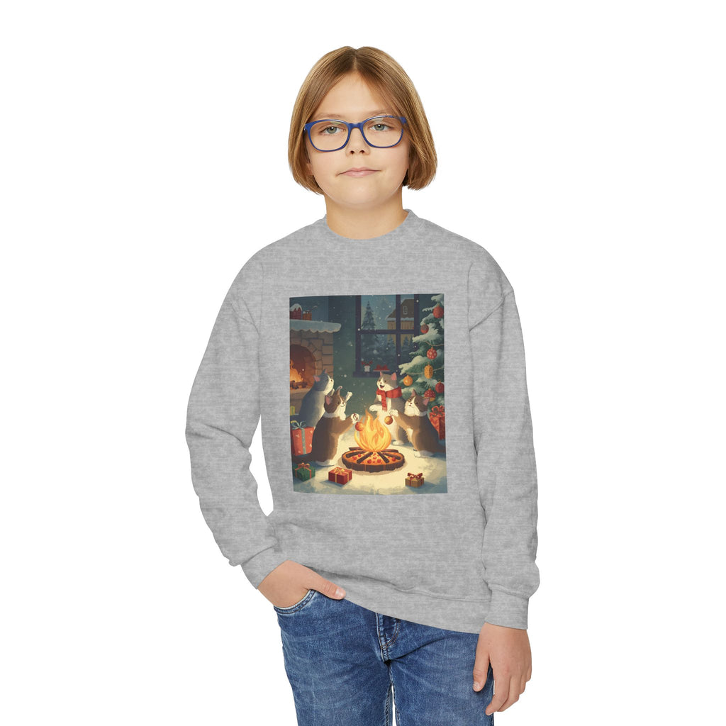 Cute Cats Christmas Youth Crewneck Sweatshirt