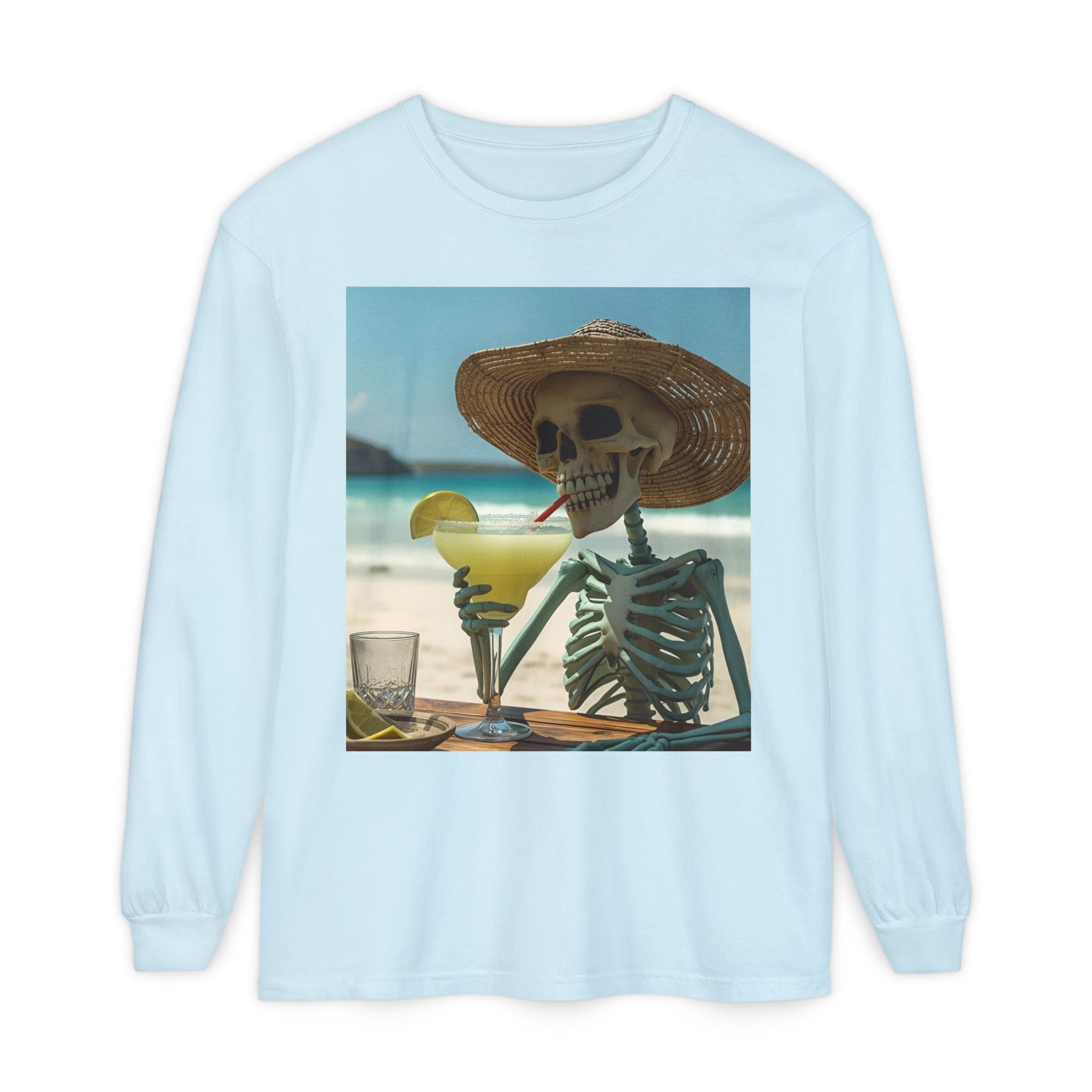 Chill Vibes Skeleton Unisex Garment-dyed Long Sleeve T-Shirt