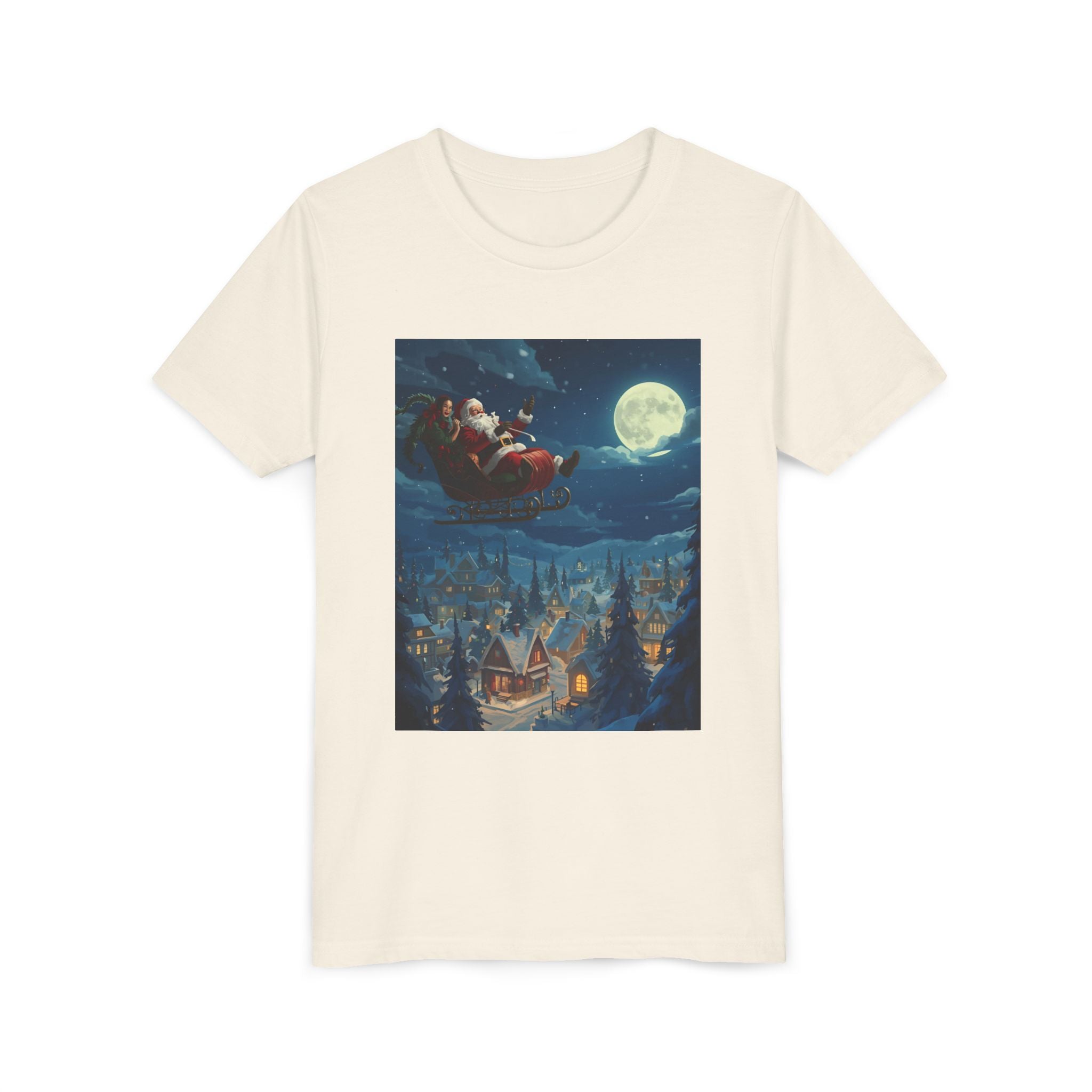 Christmas Santa Sleigh Youth Short Sleeve Tee