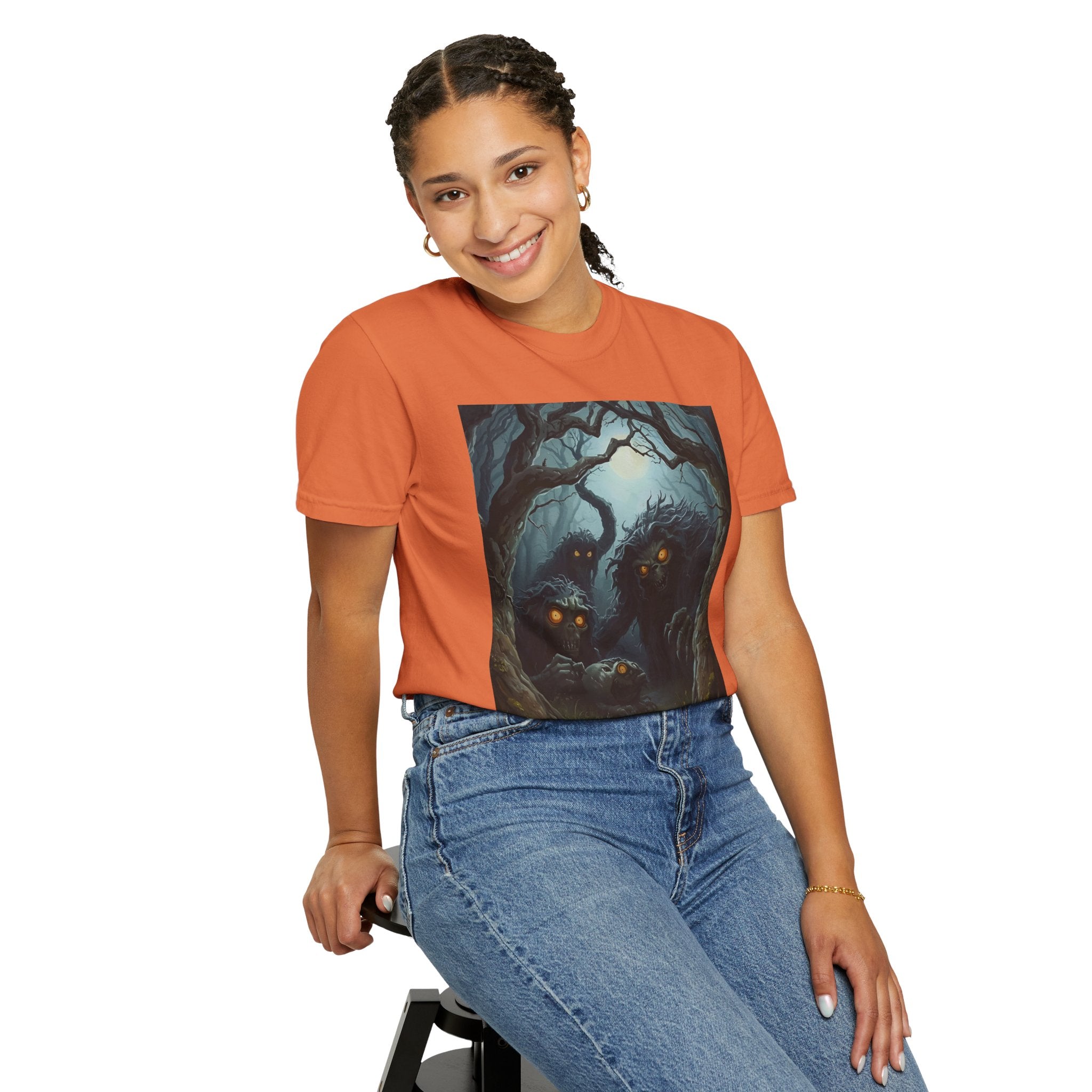 Spooky Mysterious Forest Graphic T-Shirt, Unisex Tee, Nature Lover Gift, Halloween Apparel, Unique Artwear