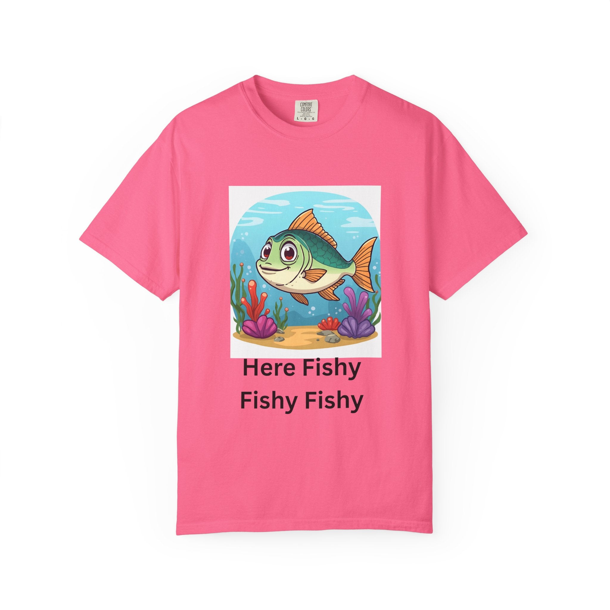 Playful Fish T-Shirt for Nature Lovers, Here Fishy Fishy Fishy Tee, Unisex Casual Wear, Perfect for Birthdays, Summer Fun, Beach Outings