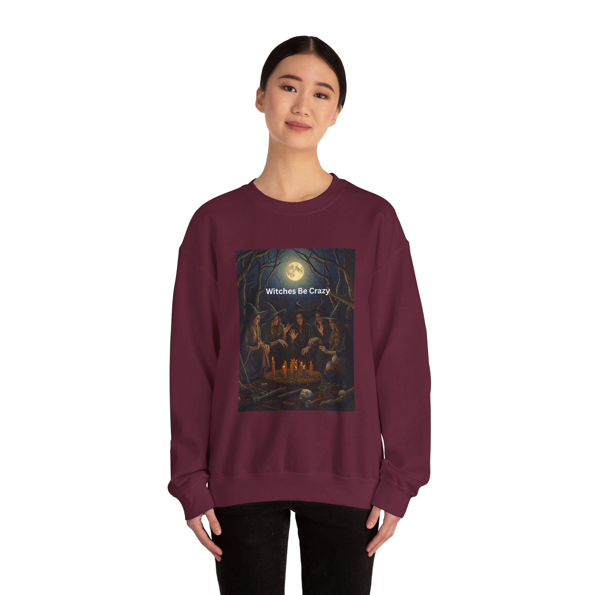 Spooky Halloween Witches Be Crazy Crewneck Sweatshirt, Cozy Halloween Apparel, Unisex Fall Fashion, Witchy Gifts, Casual Everyday Wear