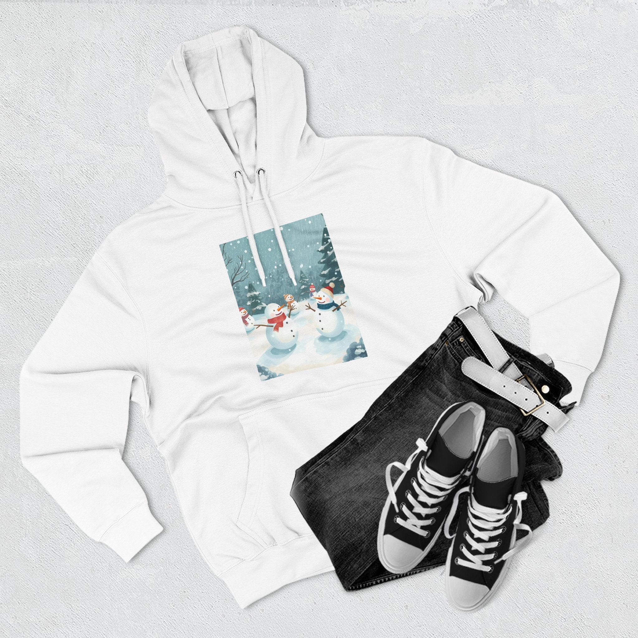 Cozy Snowman Hoodie, Winter Apparel, Holiday Gift, Christmas, Fleece Hoodie, Seasonal Style, Cold Weather Wear