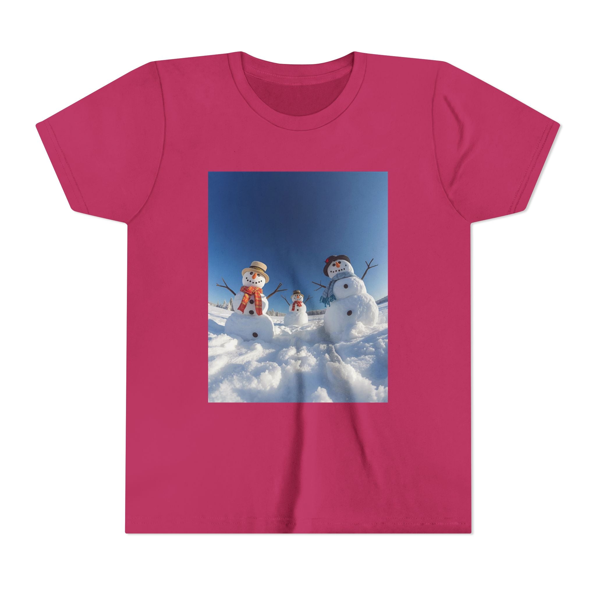 Festive Christmas Snowman Family Youth Short Sleeve Tee
