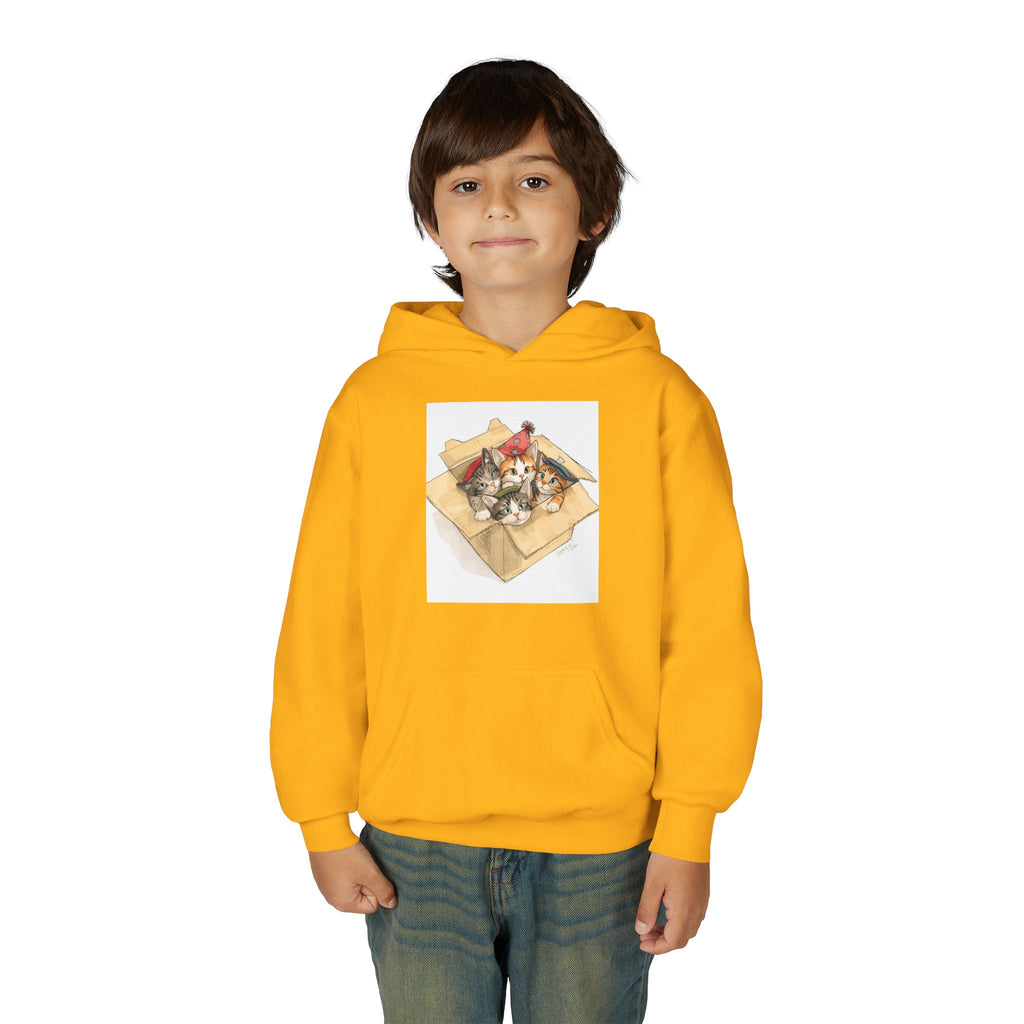 Cute Kittens In Box Youth Heavy Blend Hooded Sweatshirt