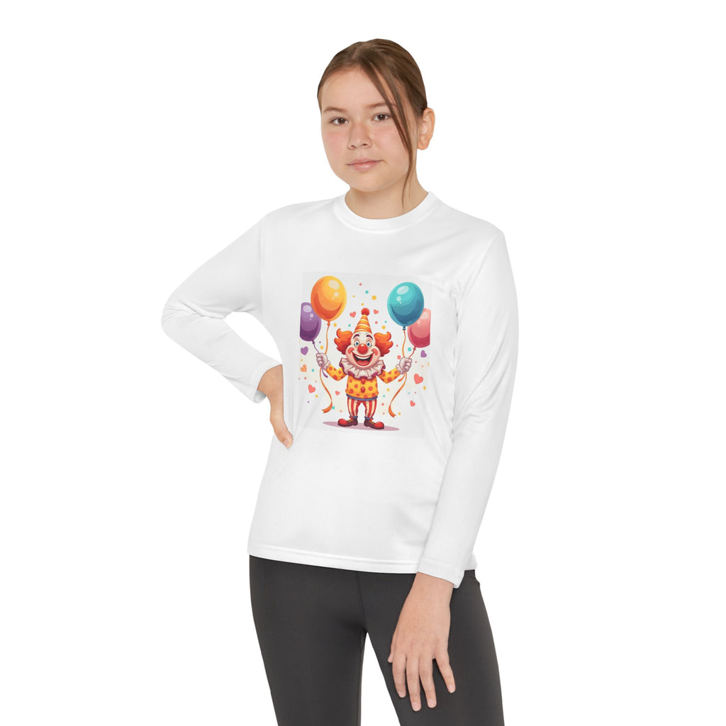 Birthday Clown With Balloons Youth Long Sleeve Competitor Tee