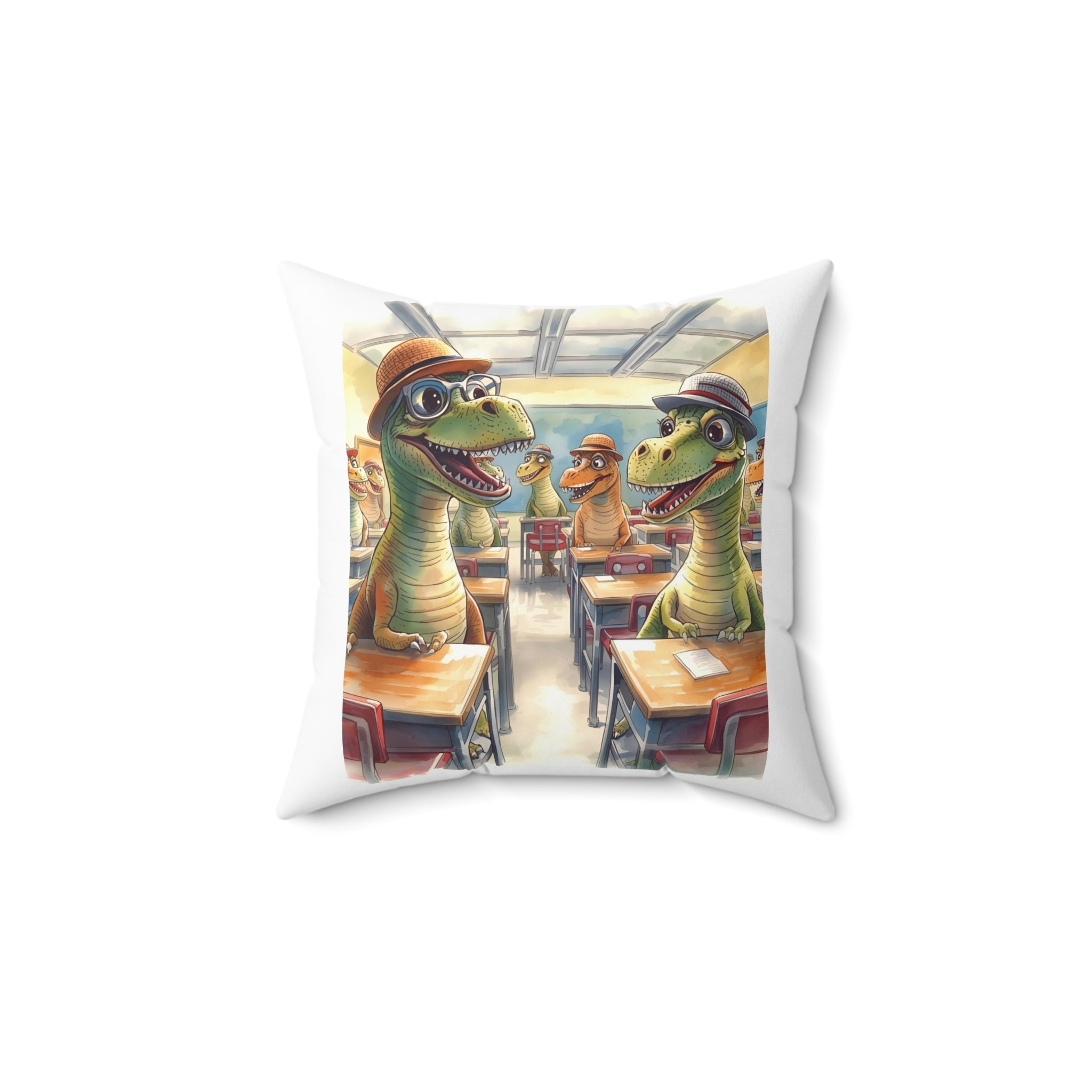Dinosaur Classroom Pillow, Fun Home Decor, Kids Room Accent, Educational Gift, Playroom Cushion