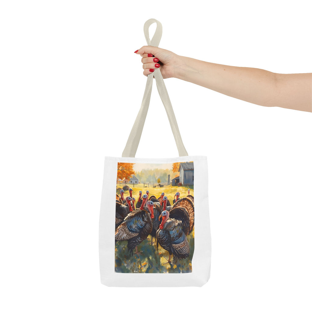 Thanksgiving Turkey Tote Bag, Fall Harvest Bags, Floral Market Bag, Reusable Eco-Friendly Carry-All, Holiday Gift for Turkey Lovers