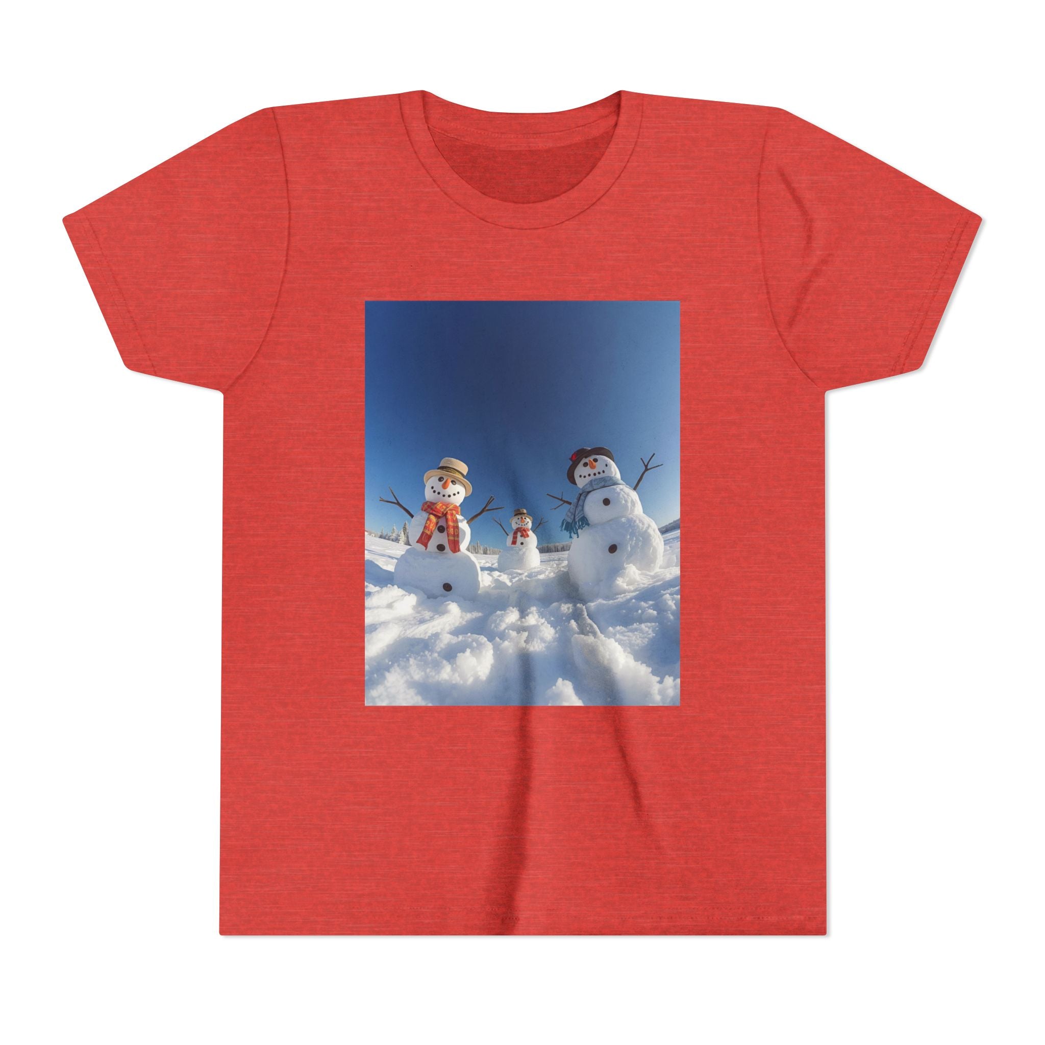 Festive Christmas Snowman Family Youth Short Sleeve Tee