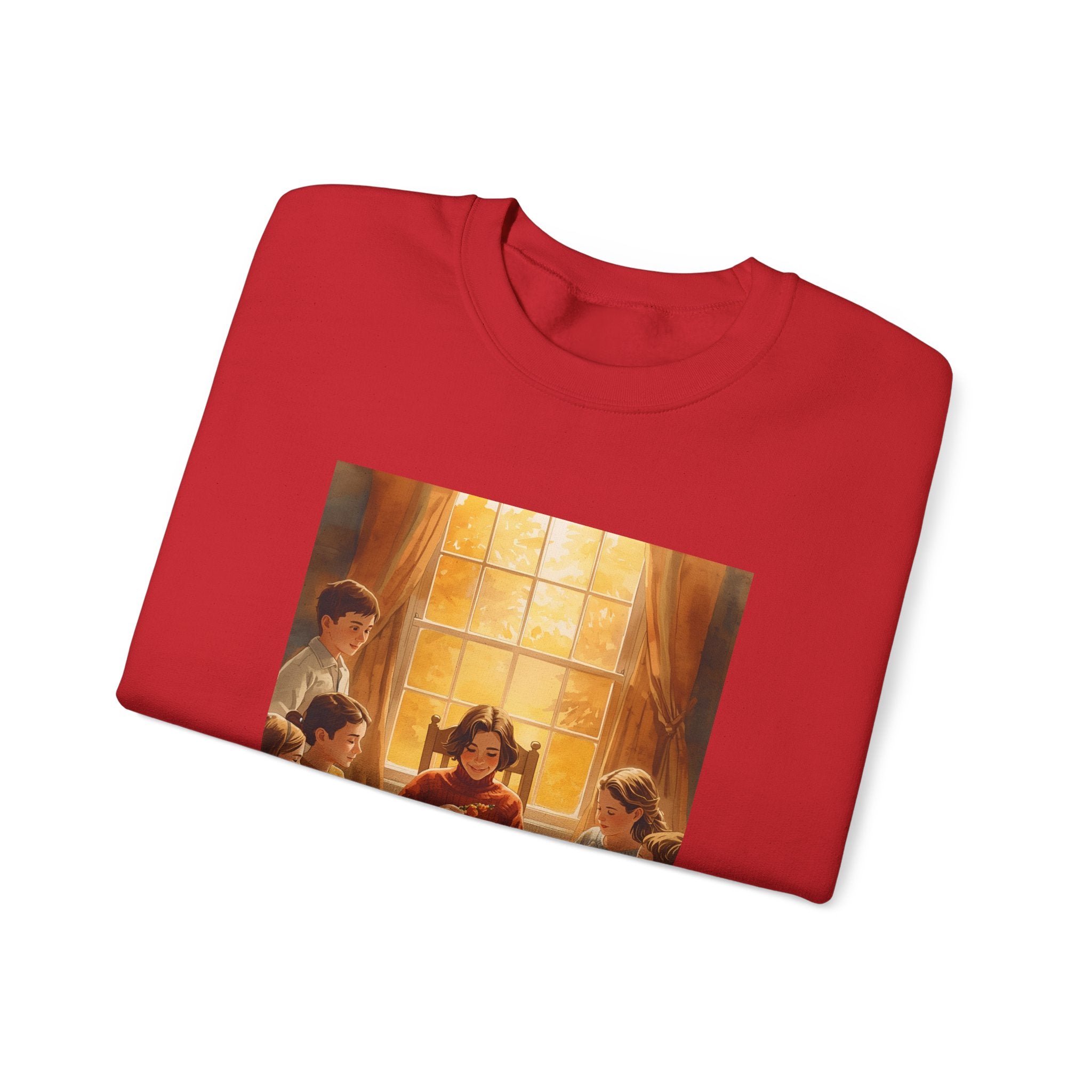 Cozy Family Dinner Crewneck Sweatshirt | Warm Winter Apparel, Casual Layering, Gift for Holidays, Family Gatherings, Nostalgic Artwork