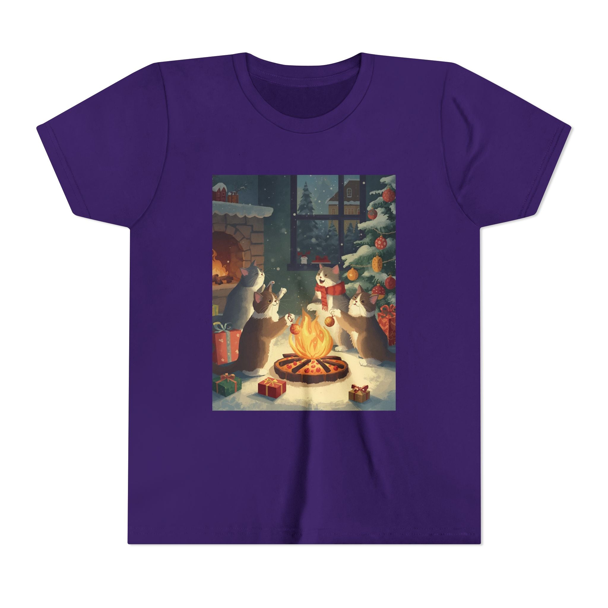 Cozy Christmas Youth Tee, Festive Graphic Short Sleeve Shirt, Holiday Charm for Kids, Cute Gift for Thanksgiving, Winter Gatherings